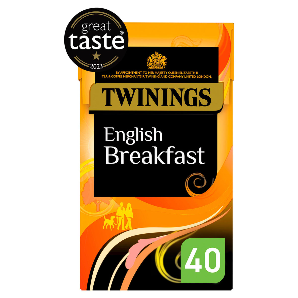 Twinings English Breakfast tea bags 40 count, imported from the UK
