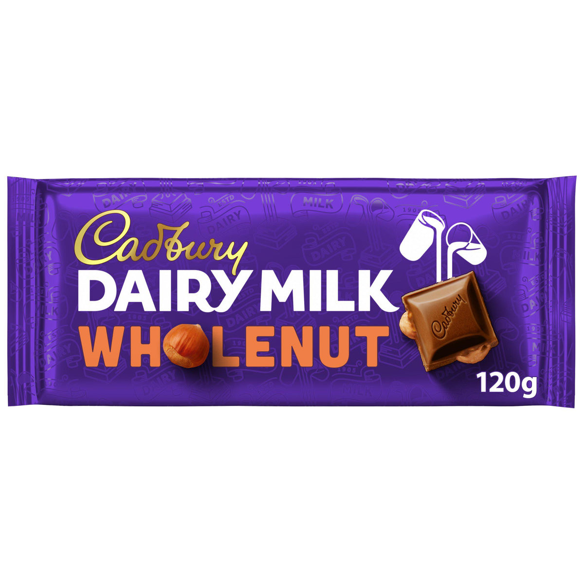 Cadbury Wholenut chocolate bar 120g - British product
