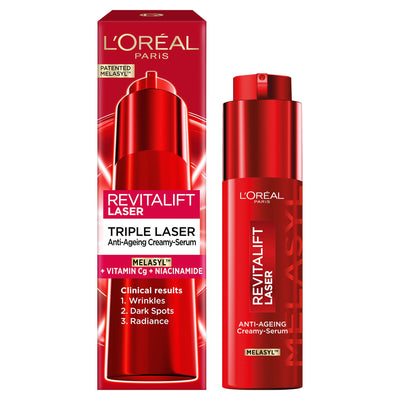 Sainsburys L'Oréal Paris Revitalift Triple Laser Anti-Ageing Creamy Serum with Melasyl, Vitamin C & Niacinamide 50ml- Buy online at McGrocer
