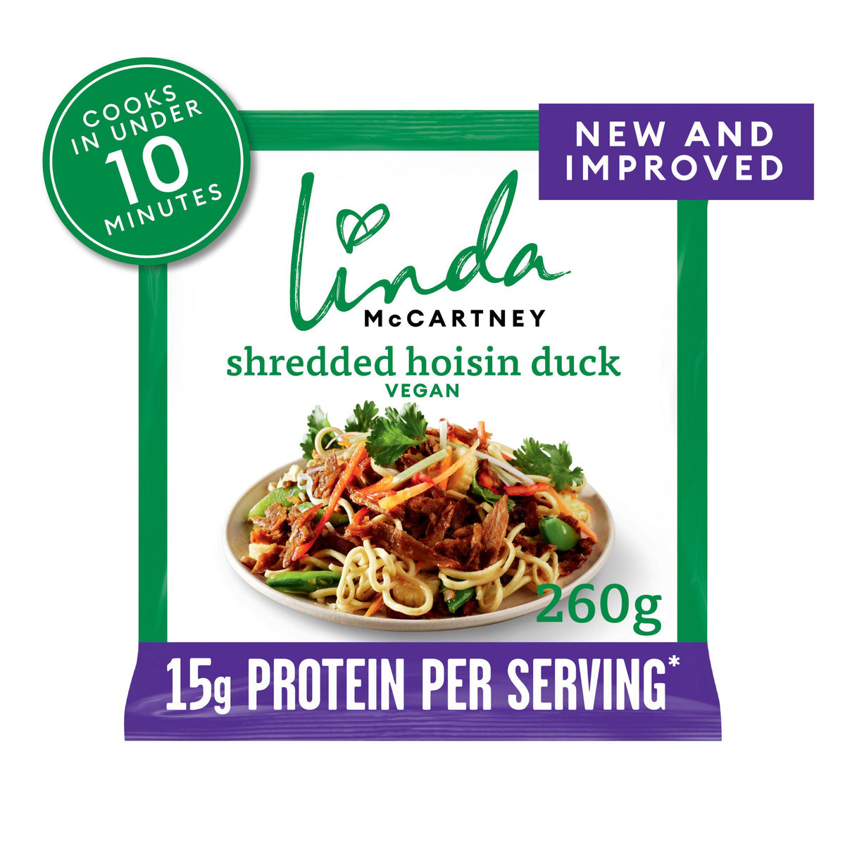 Linda McCartney vegan shredded hoisin duck 260g, imported from the UK