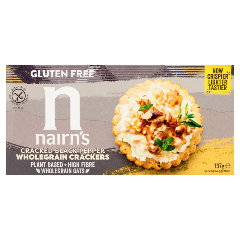 Nairn's cracked black pepper wholegrain crackers 137g (British brand)