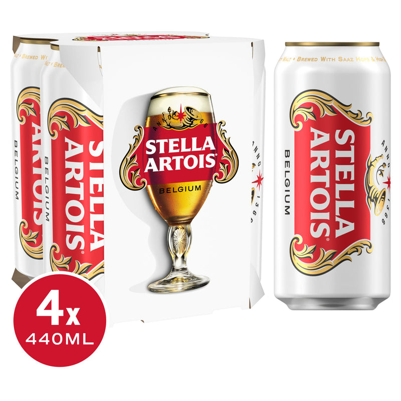 Stella Artois premium lager beer 4x440ml (British brand)