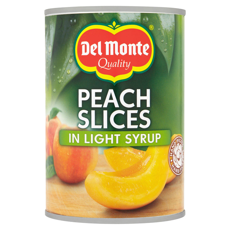 Del Monte peach slices in light syrup 420g - British product