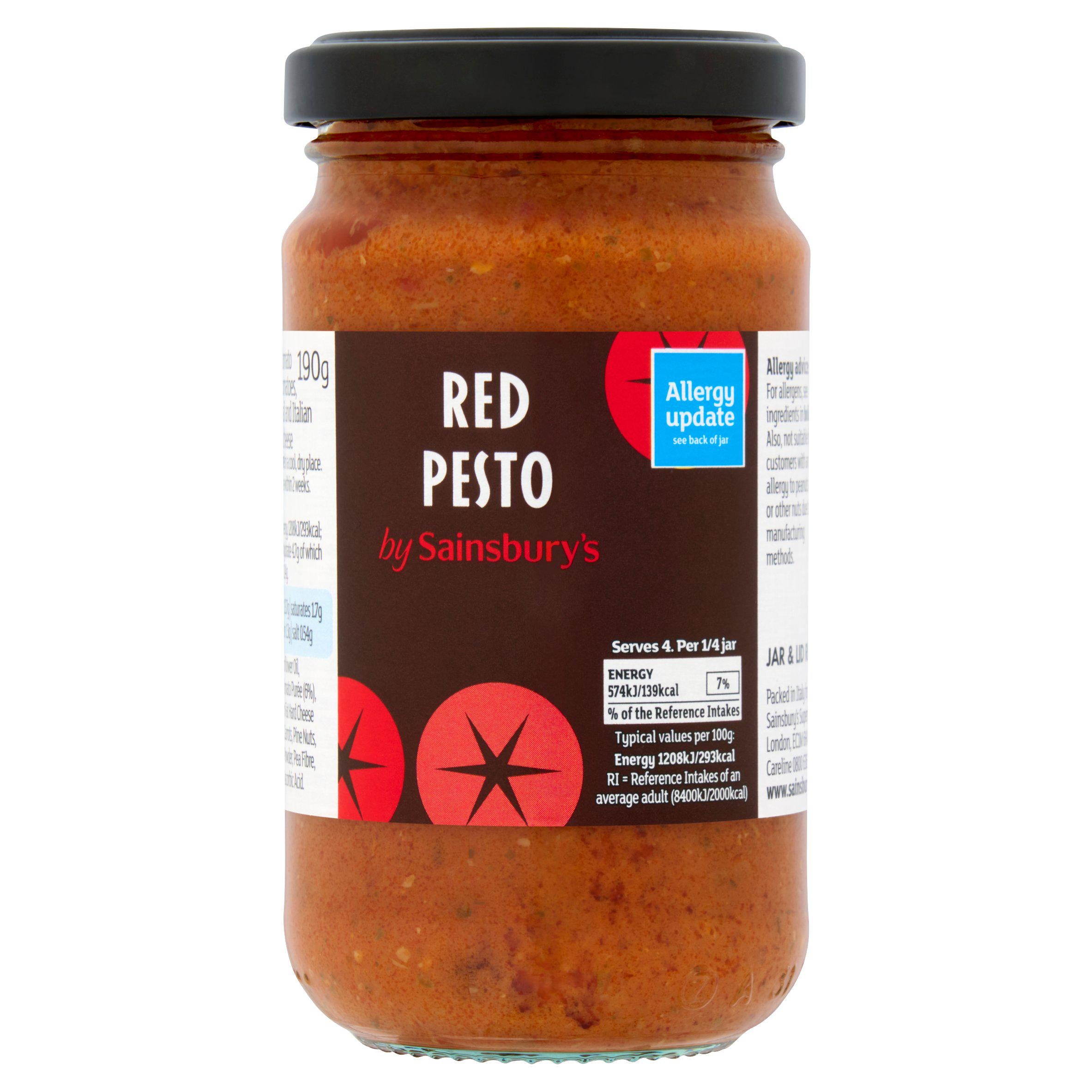 Sainsbury's red pesto 190g jar - British product