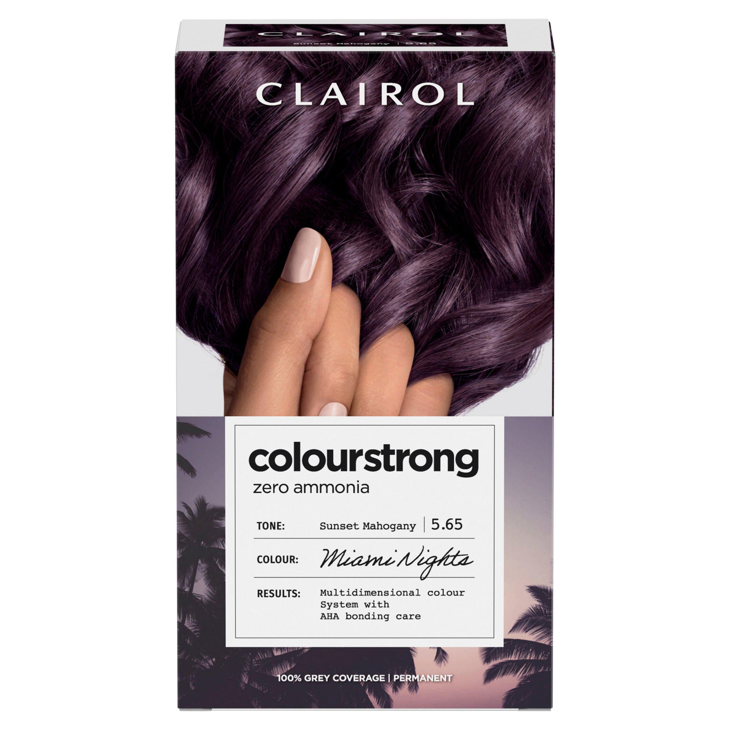 Clairol Colour Strong 5.65 Sunset Mahogany permanent hair dye, imported from the UK