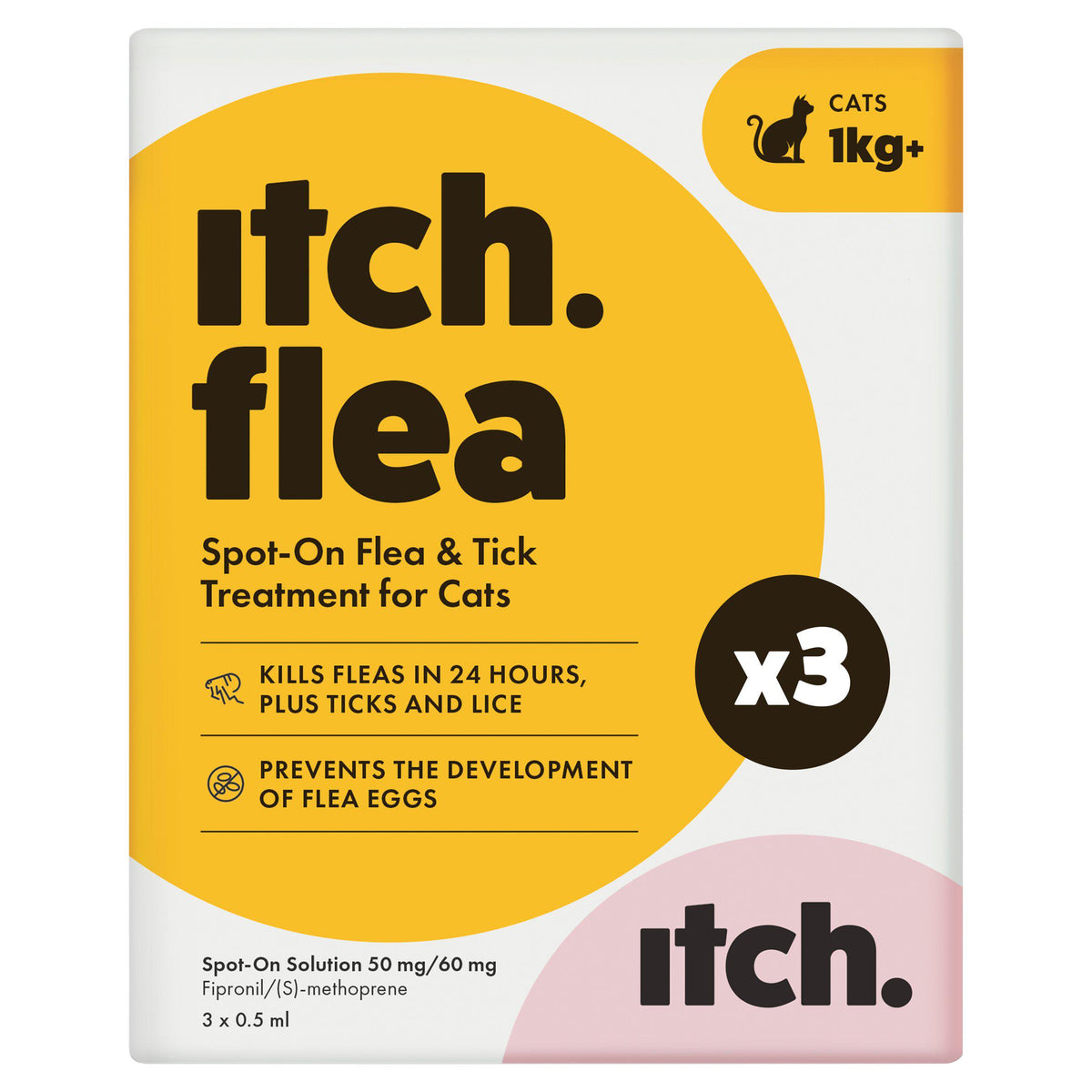 Itch Flea spot-on treatment for cats 3 pipettes (British brand)