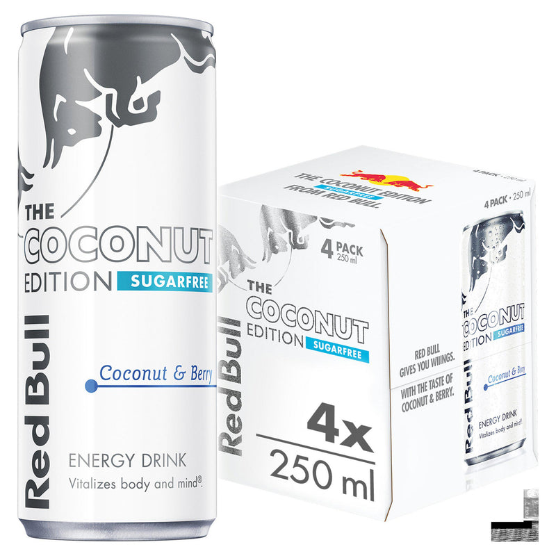 Red Bull Coconut Edition sugar free energy drink 4x250ml, UK version