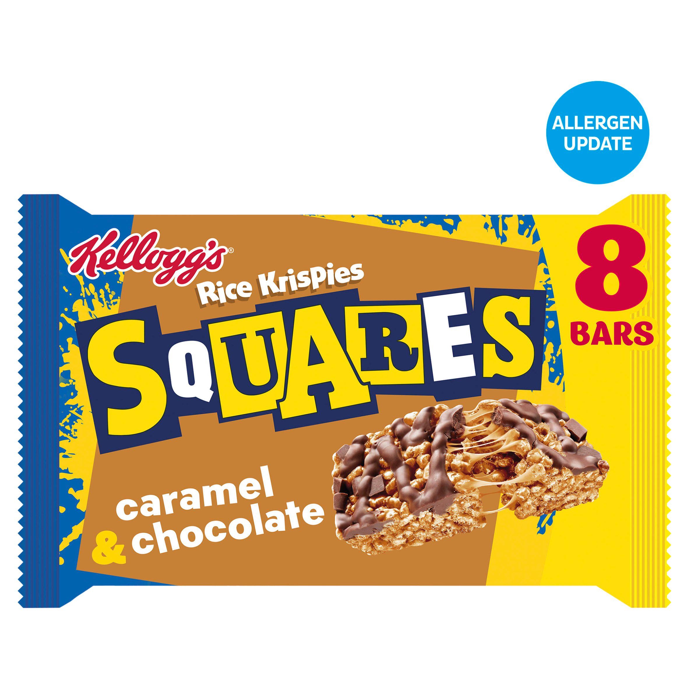 Kellogg's Rice Krispies Squares caramel chocolate snack bars 8x36g - British product