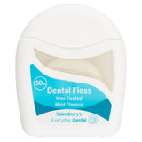Sainsbury's dental floss waxed mint 50m, imported from the UK