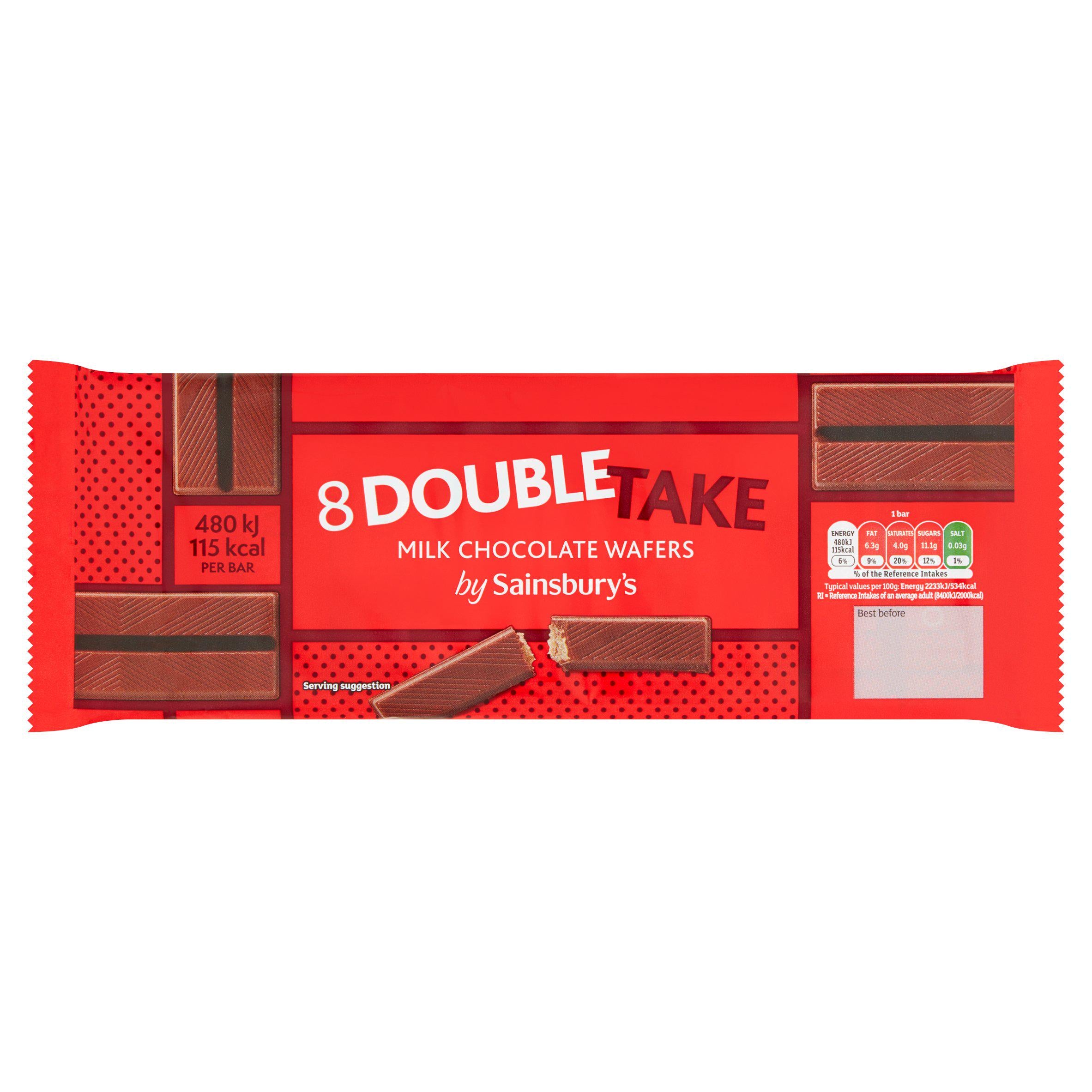 Sainsbury's Double Take milk chocolate wafer bars 8x21.5g, UK version
