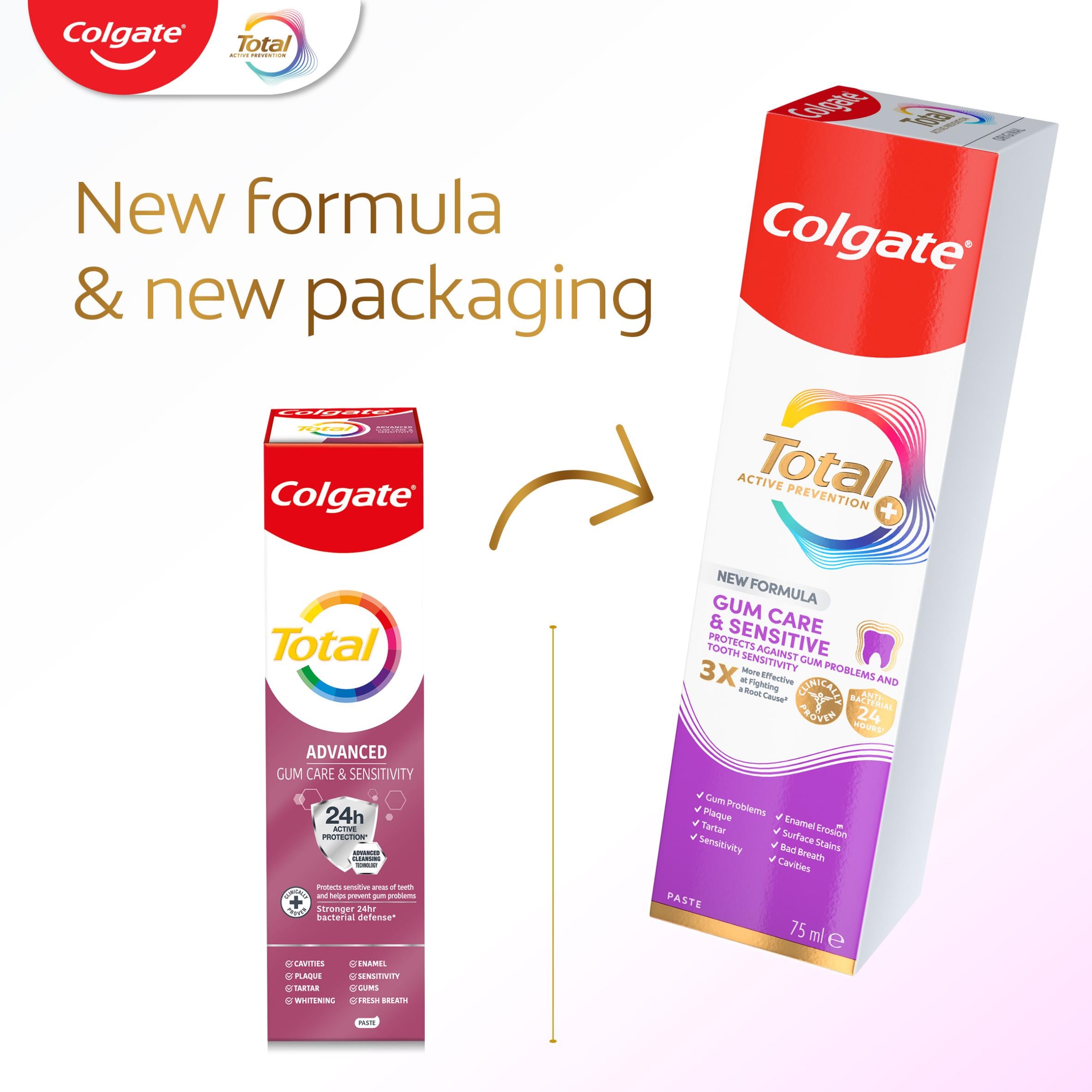 Colgate Total active prevention gum care toothpaste 75ml, UK version