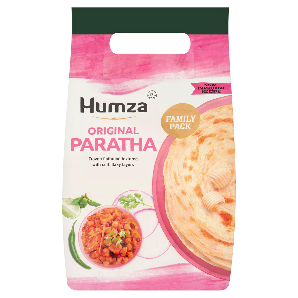 Humza Original Paratha frozen flatbread 1.6kg - British product
