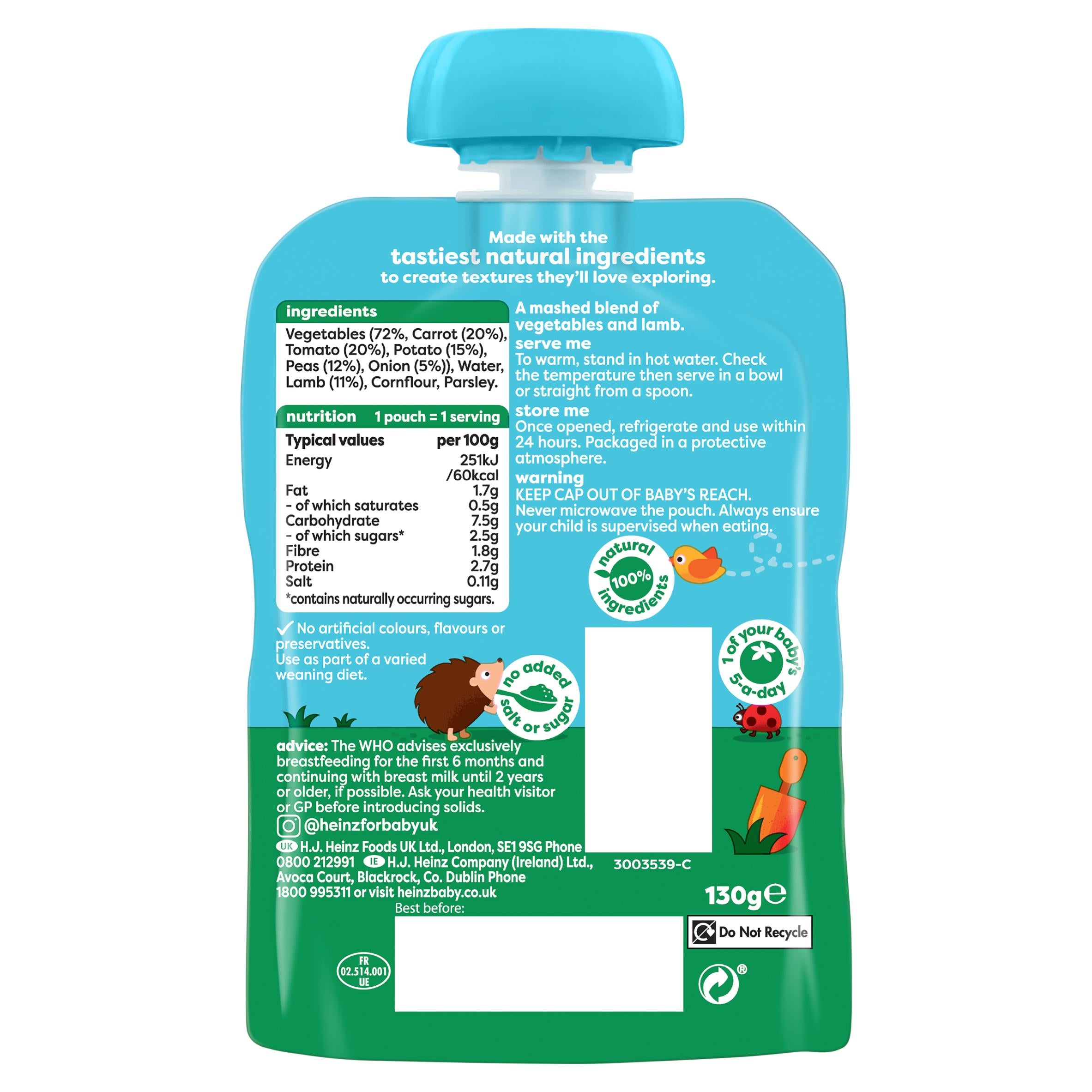 Heinz Lamb Hot Pot baby food pouch 130g (British brand)