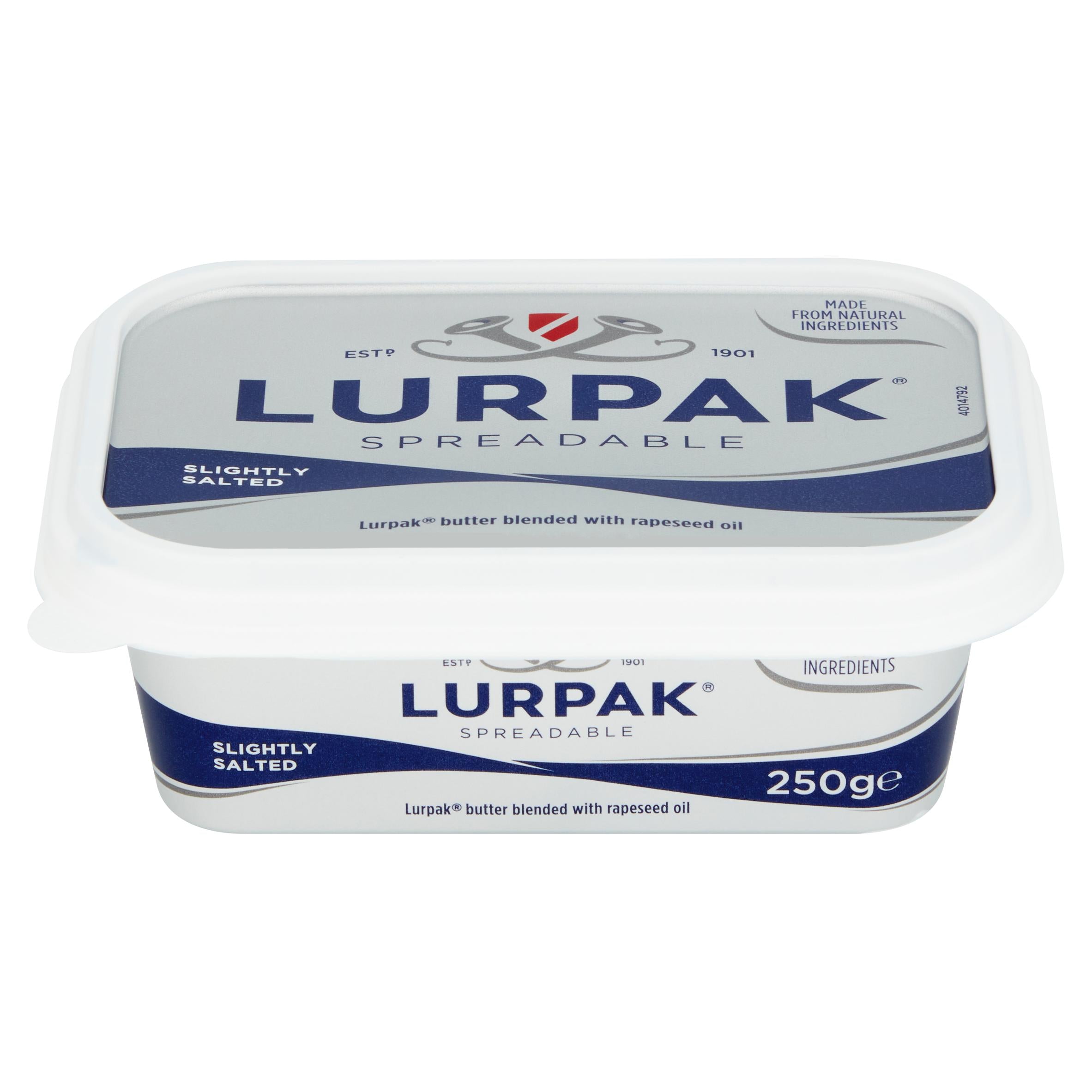 Lurpak slightly salted spreadable butter blend 250g (British brand)
