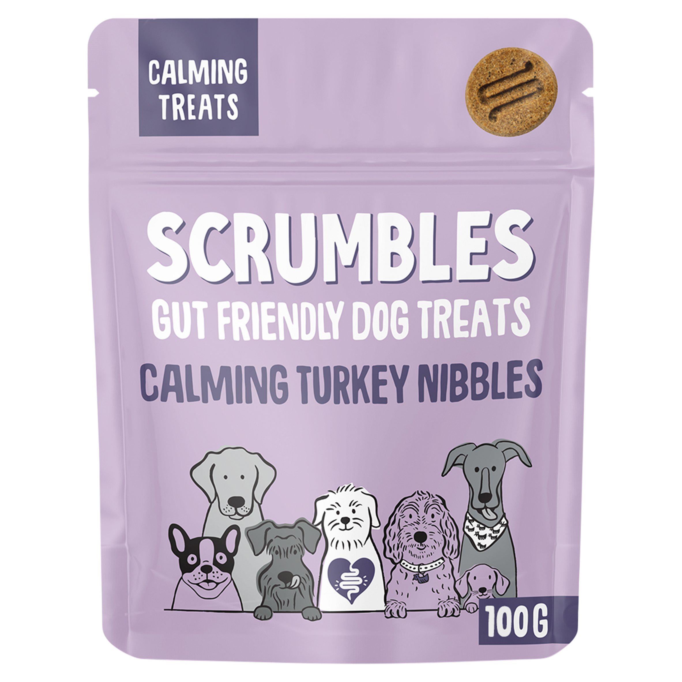 Scrumbles turkey nibbles calming dog treats 100g, UK version