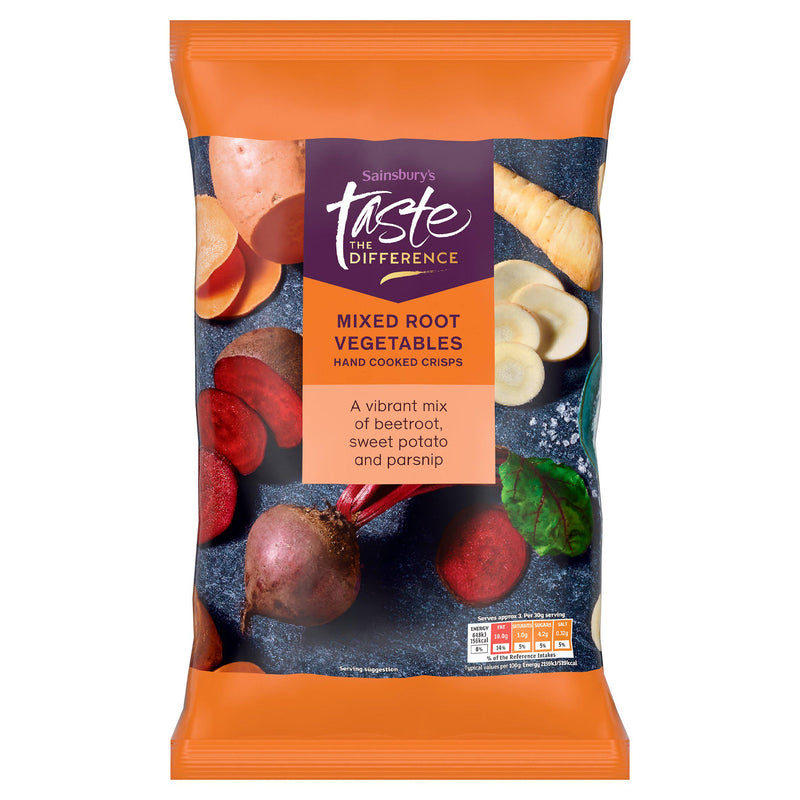 Sainsbury's Taste the Difference vegetable crisps 100g, UK version