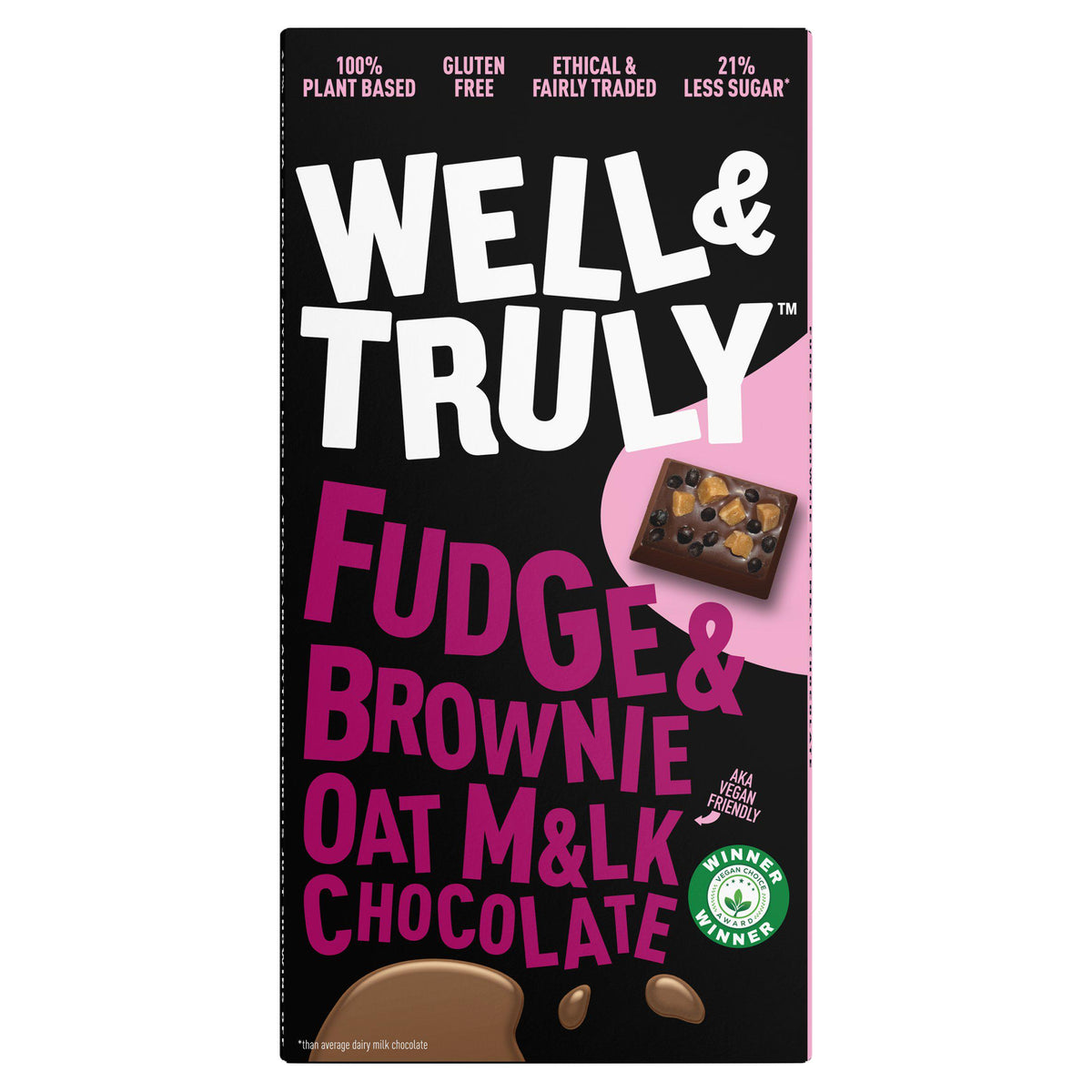 Well & Truly Fudge Brownie Oat Milk Chocolate 90g (British brand)