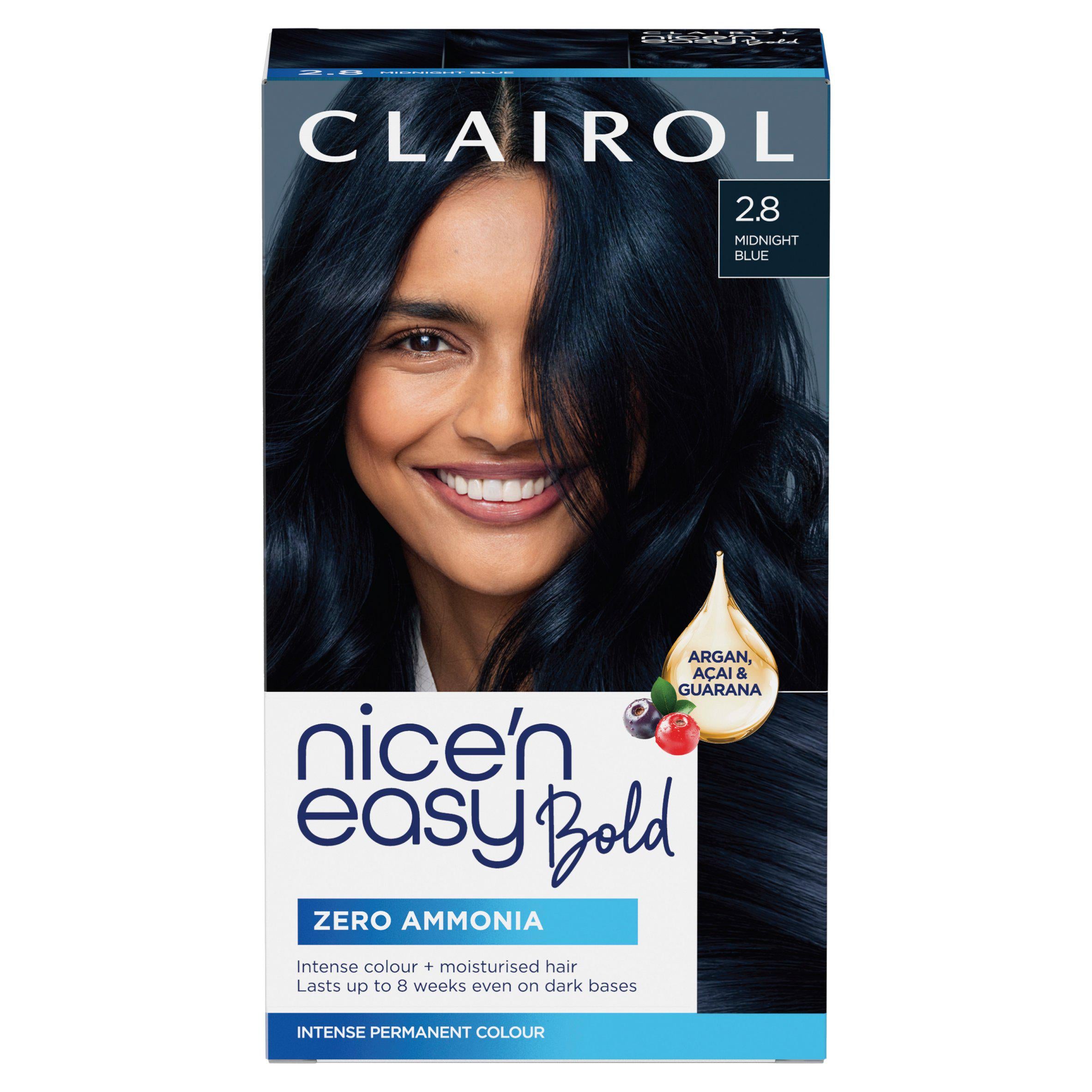 Clairol permanent hair dye Midnight Blue (British brand)
