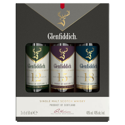 Sainsburys Glenfiddich Single Malt Scotch Whisky Gift Pack 12, 15 & 18 Year Old 3x5cl- Buy online at McGrocer