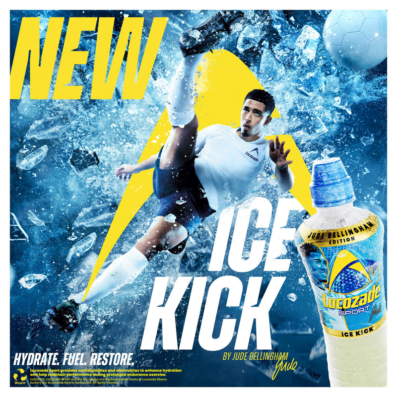 Lucozade sports drink Ice Kick 4x500ml, imported from the UK