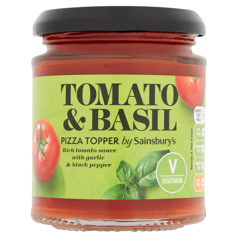 Sainsbury's tomato basil pizza sauce 190g - British product