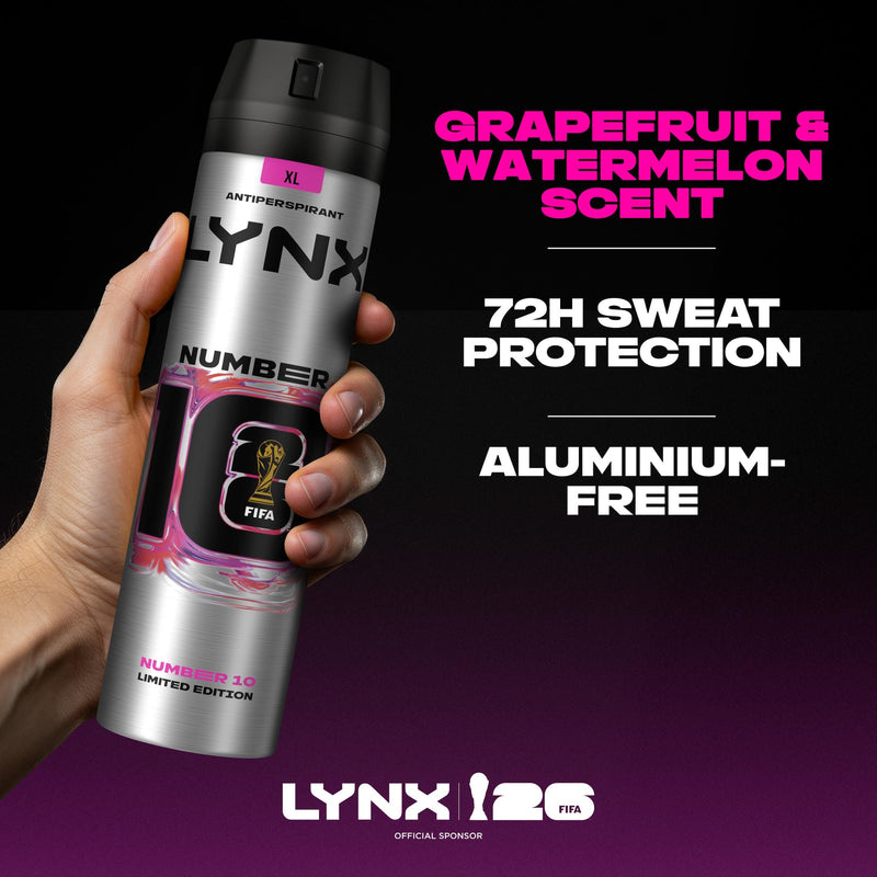 Lynx antiperspirant deodorant spray FIFA Number 10 250ml (British brand)