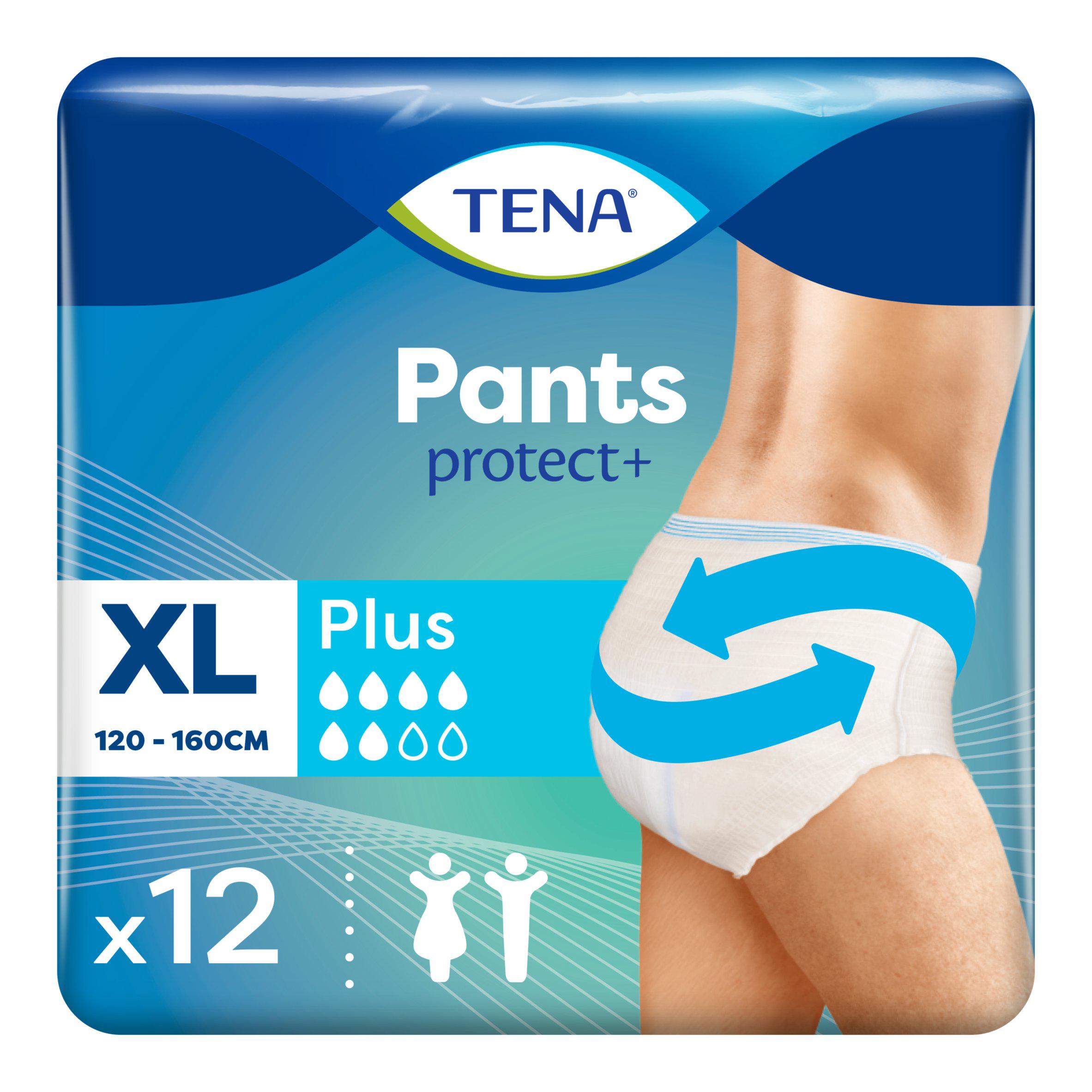 TENA Plus XL incontinence pants pack 12, imported from the UK
