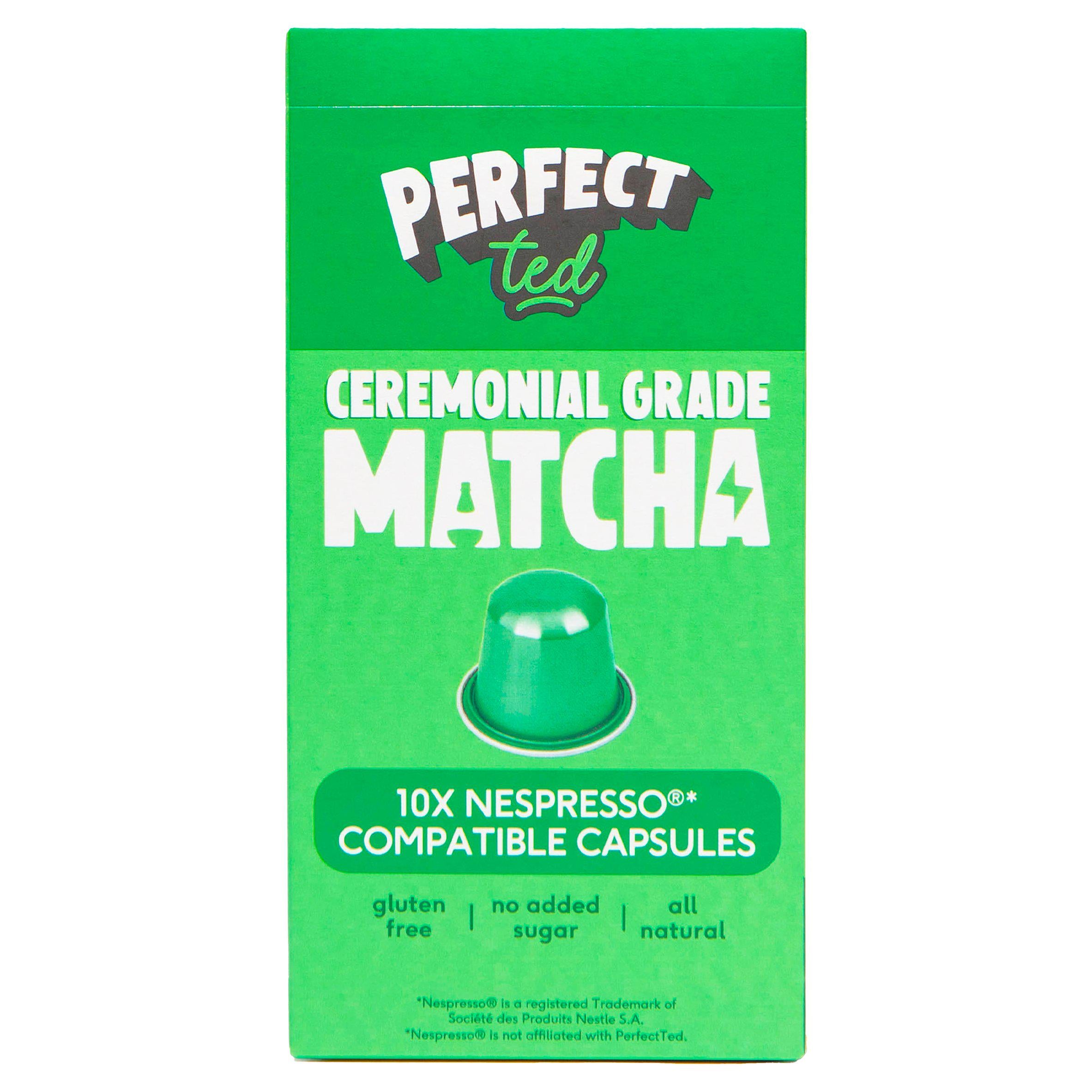 Perfect Ted matcha Nespresso pods 10x1.5g, imported from the UK
