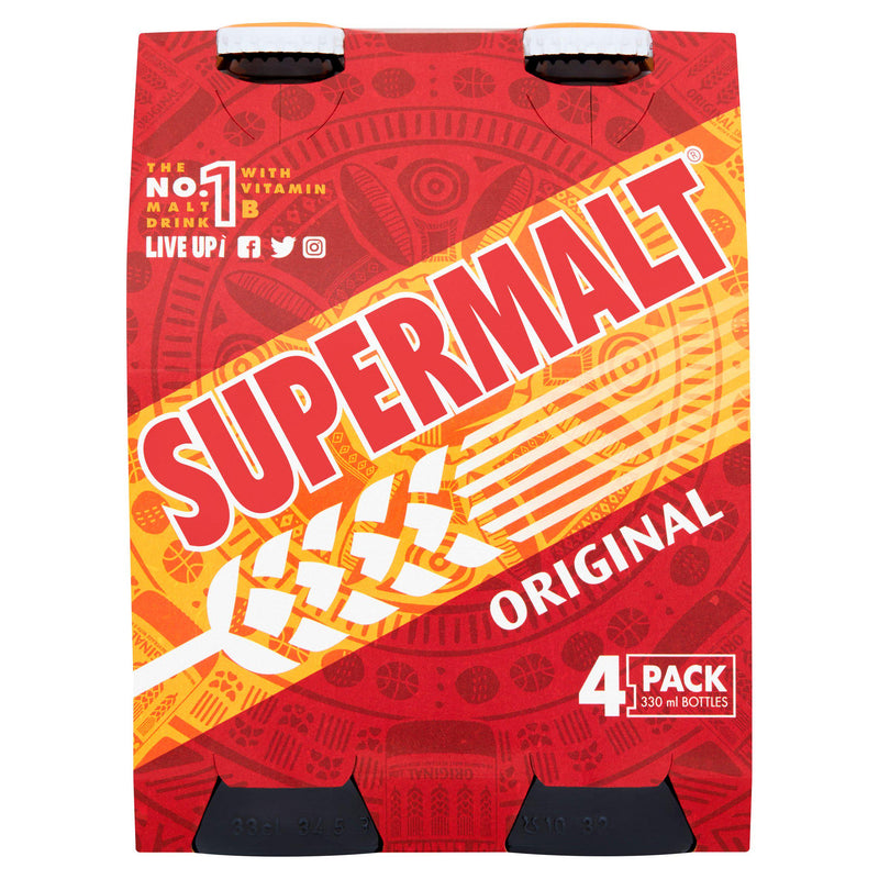 Supermalt malt beverage bottles 4x330ml (British brand)