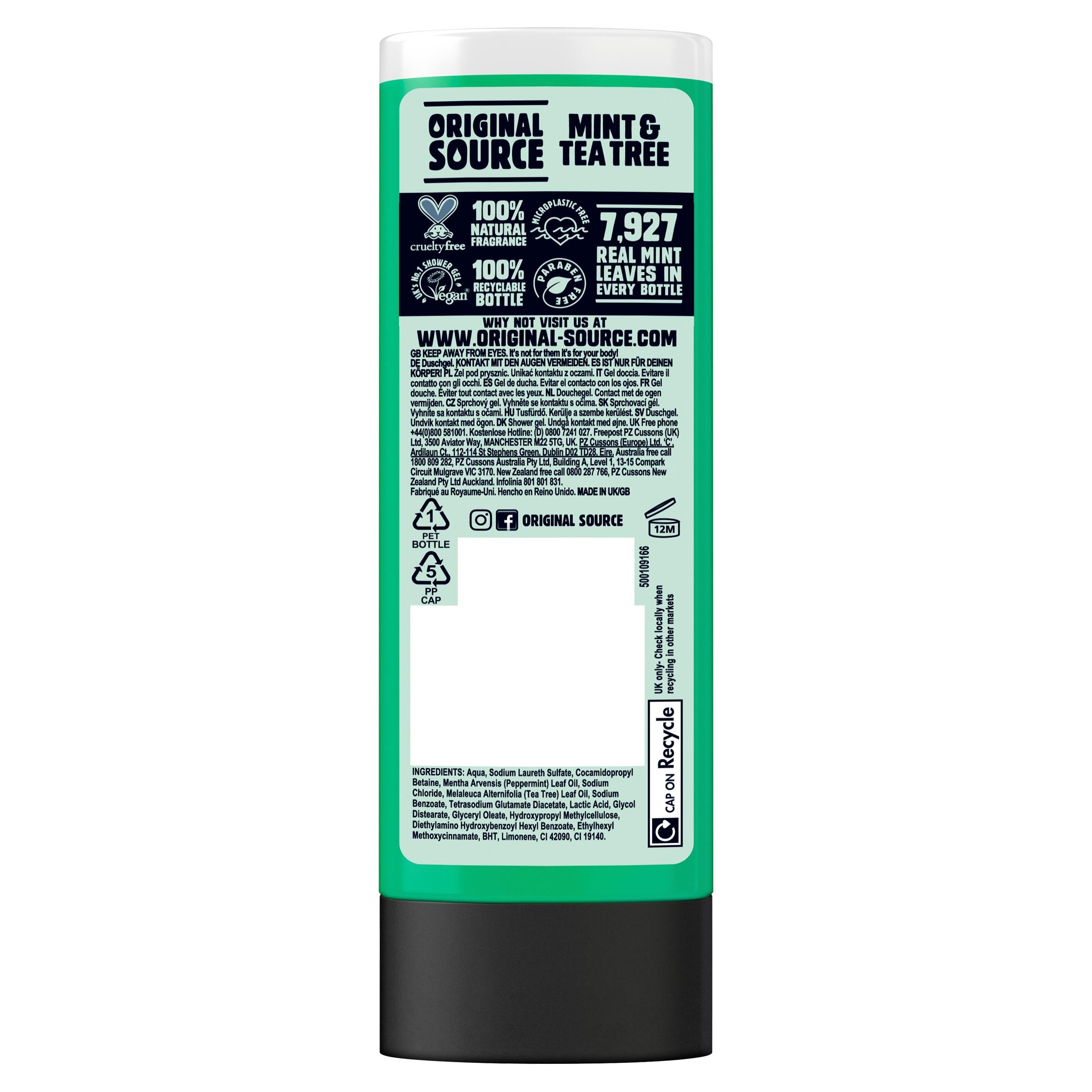 Original Source Mint & Tea Tree shower gel 250ml (British brand)