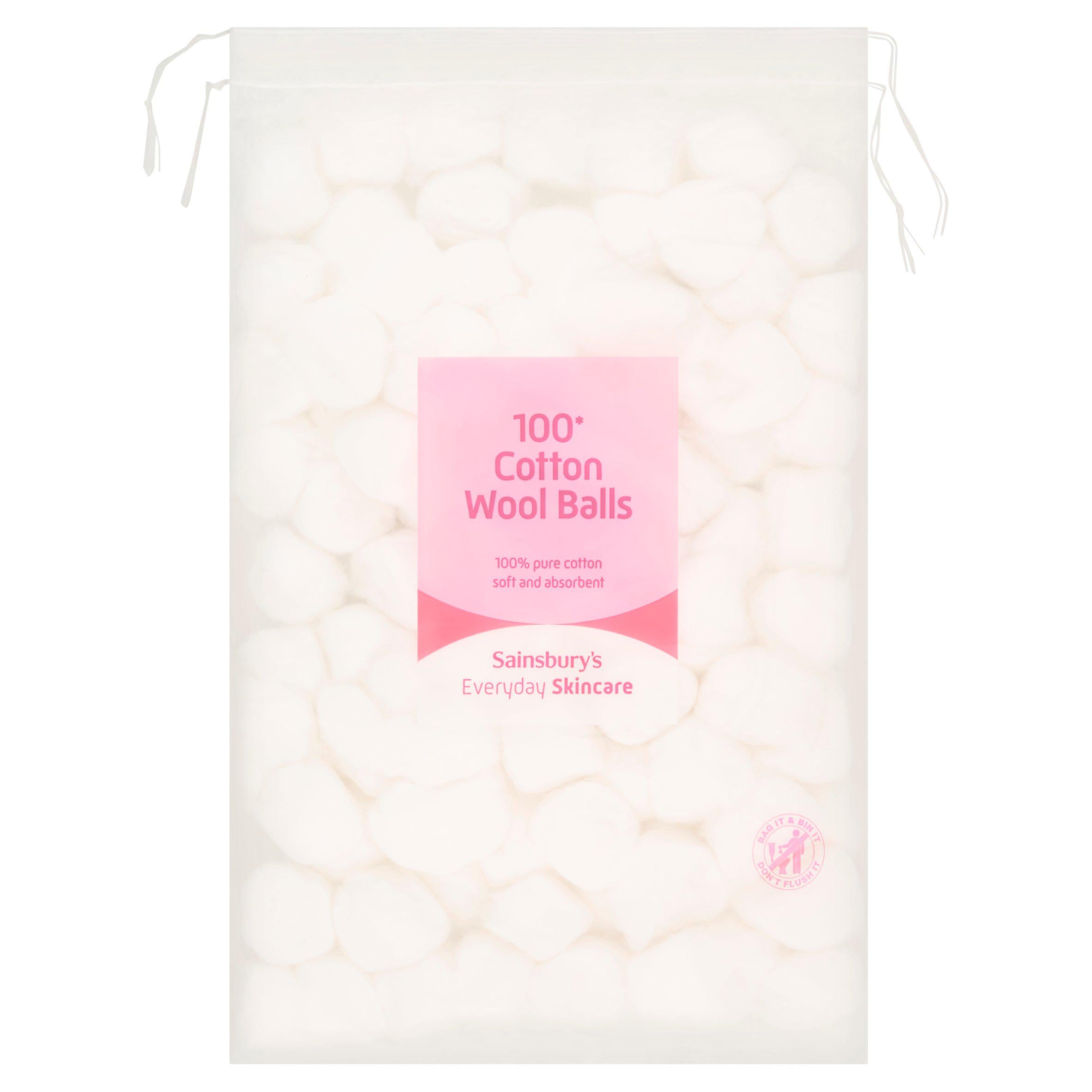 Sainsbury's cotton wool balls 100 count (British brand)