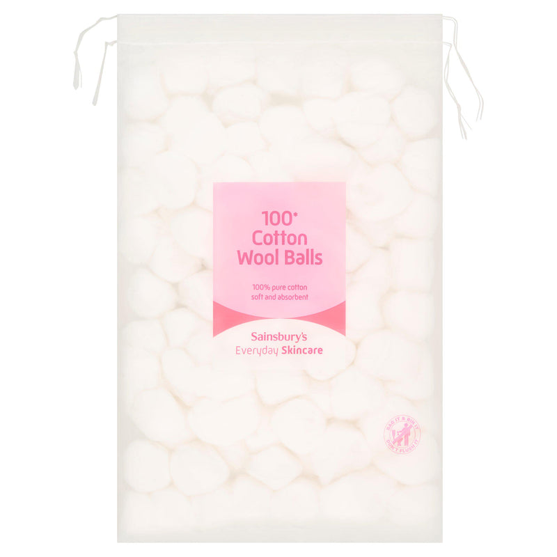 Sainsbury's cotton wool balls 100 count (British brand)