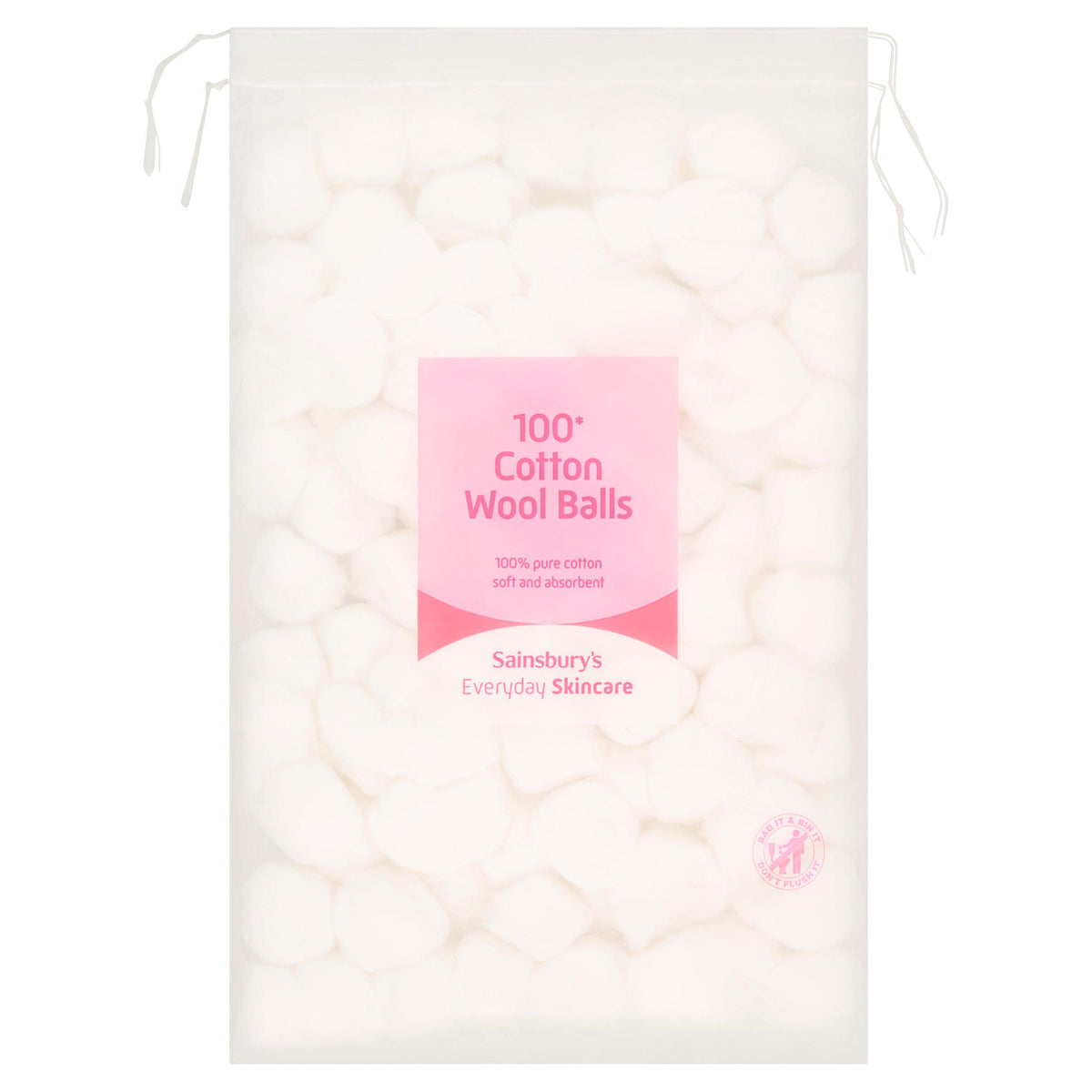 Sainsbury's cotton wool balls 100 count (British brand)