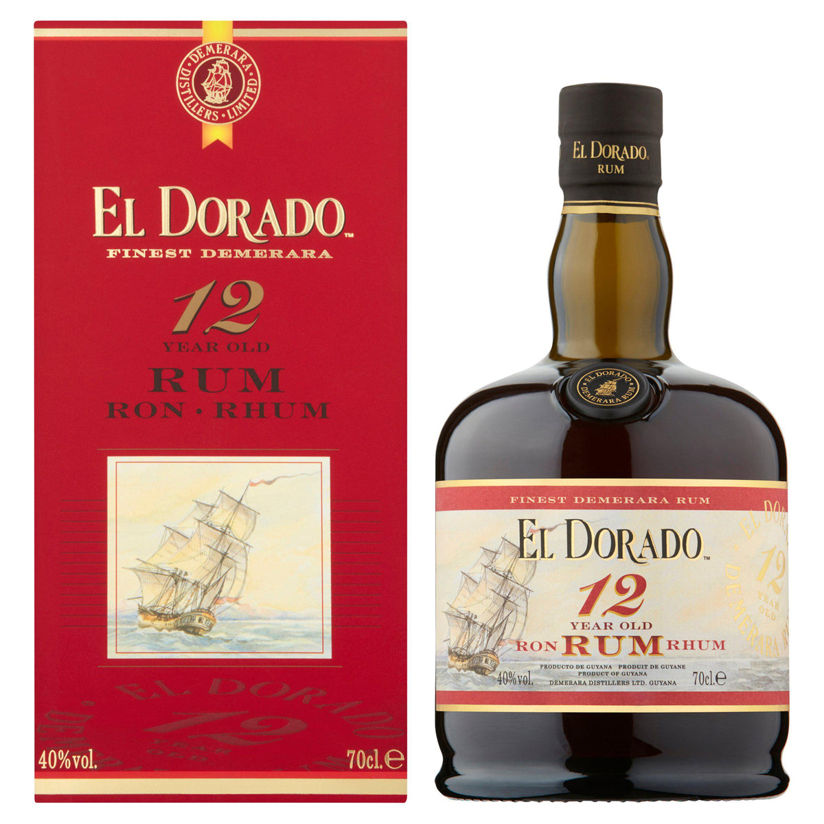 El Dorado 12 Year Old Demerara Rum 70cl bottle - British product