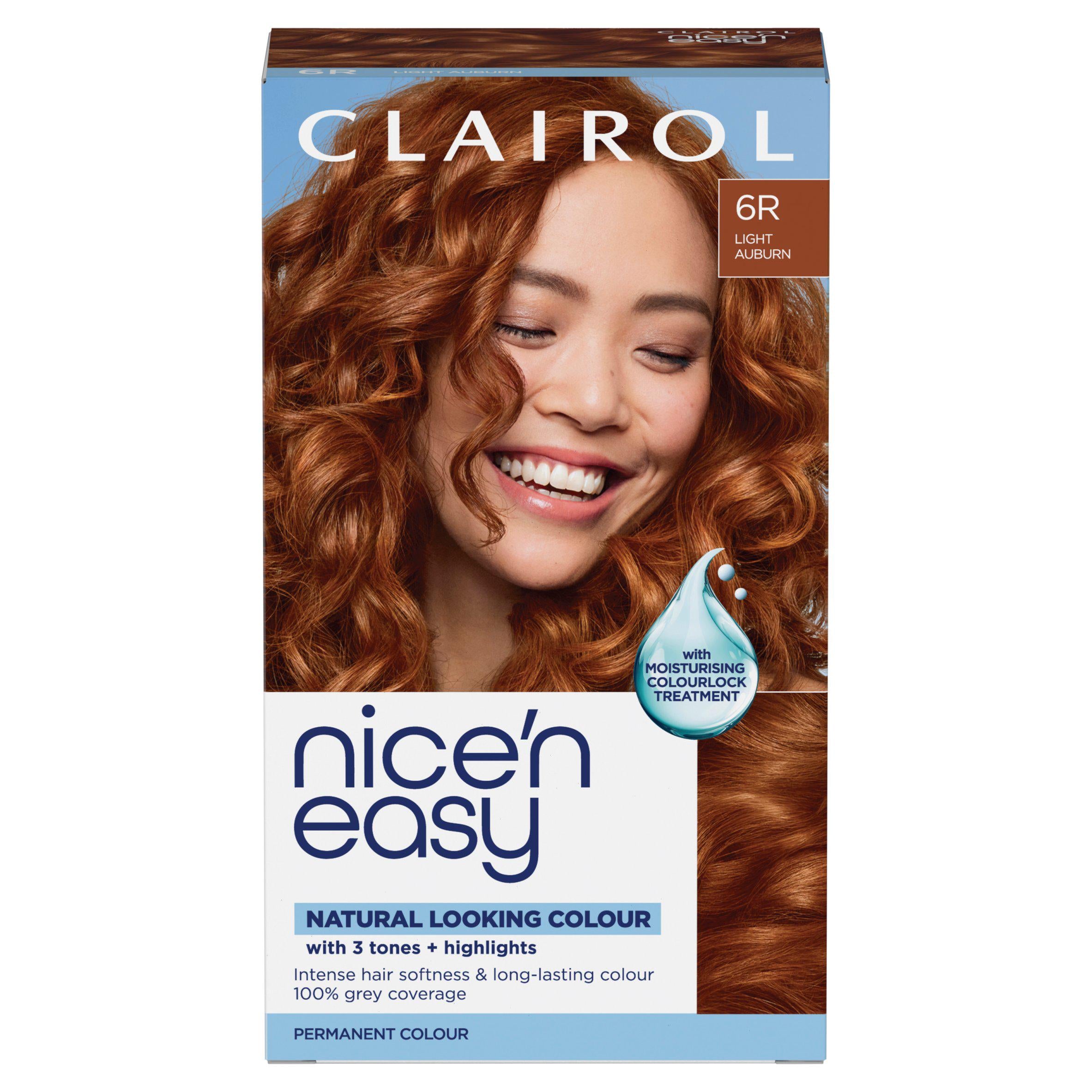 Clairol Nice'N Easy Light Auburn 6R permanent hair dye, UK version