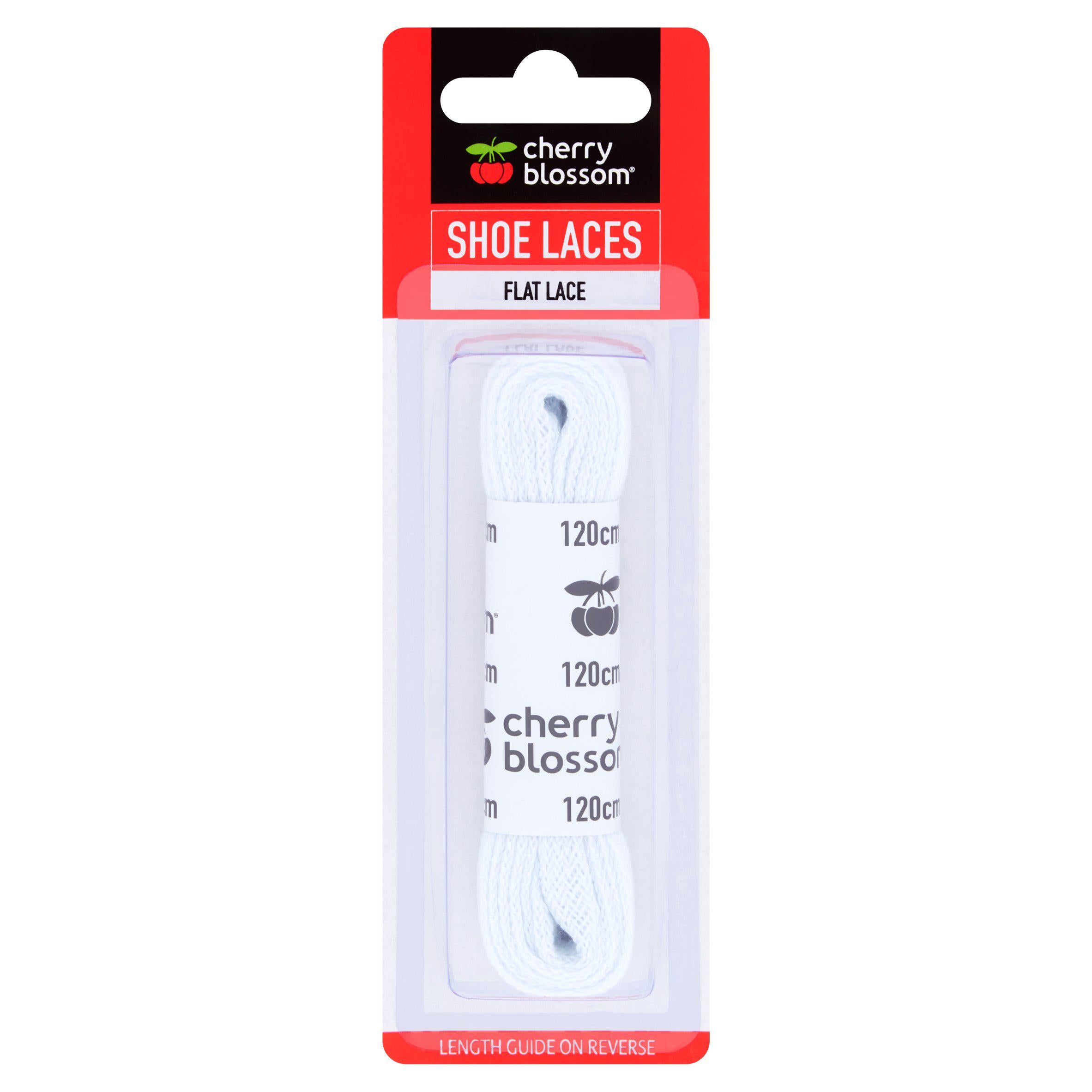 Cherry Blossom Flat Lace White Shoelaces 120cm - British product