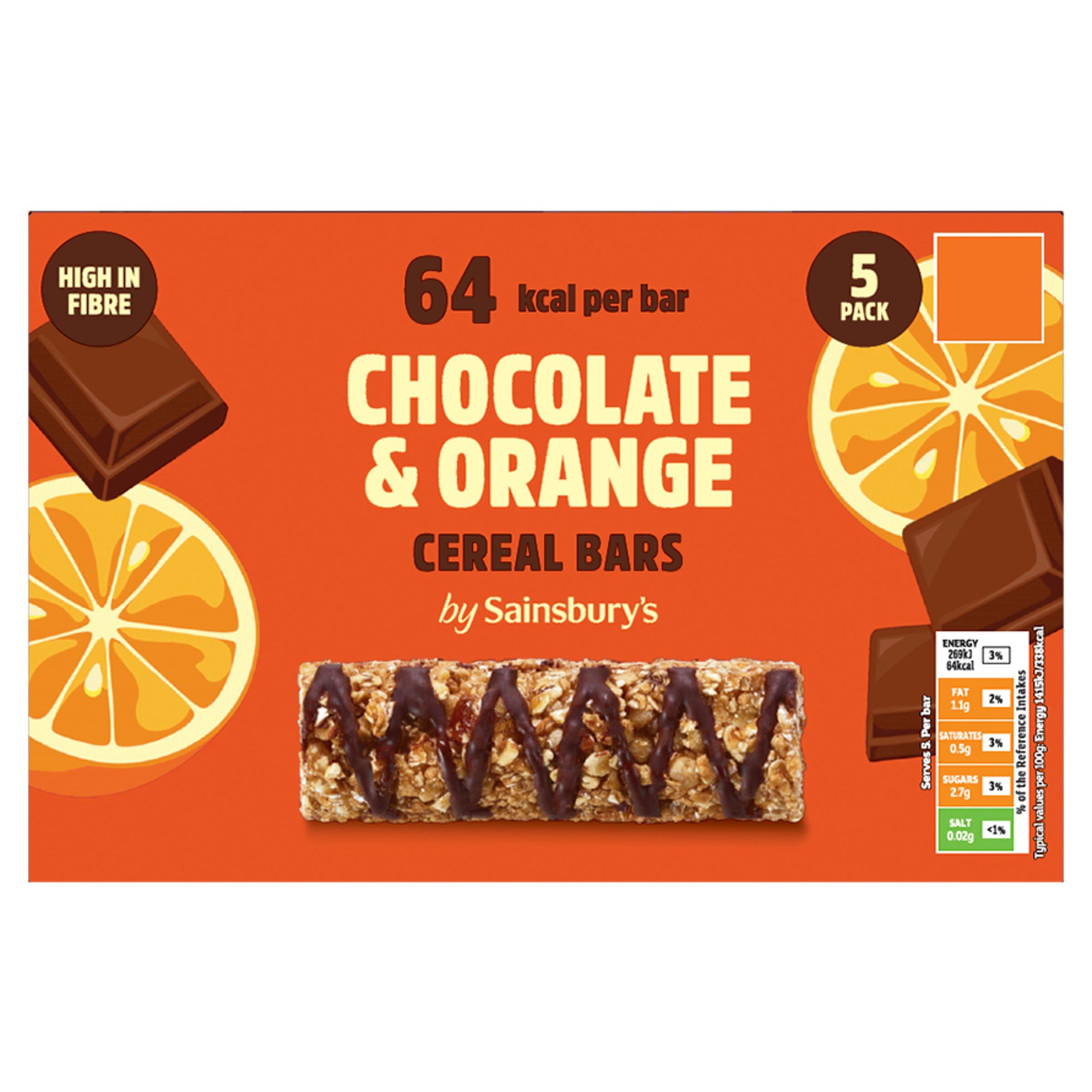 Sainsbury's chocolate orange cereal bars 95g (British brand)