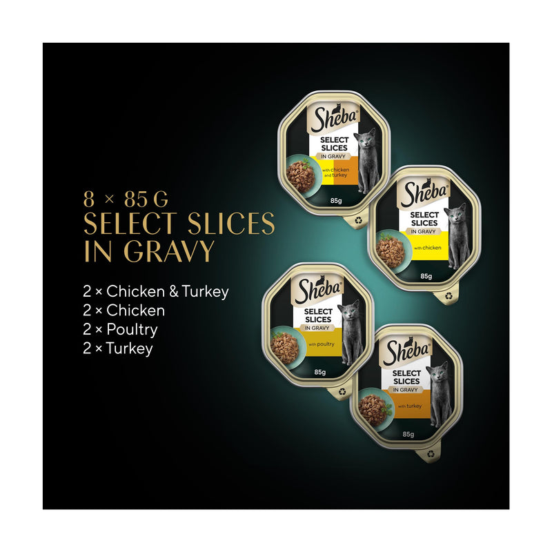 Sheba wet cat food poultry collection in gravy 8x85g, UK version