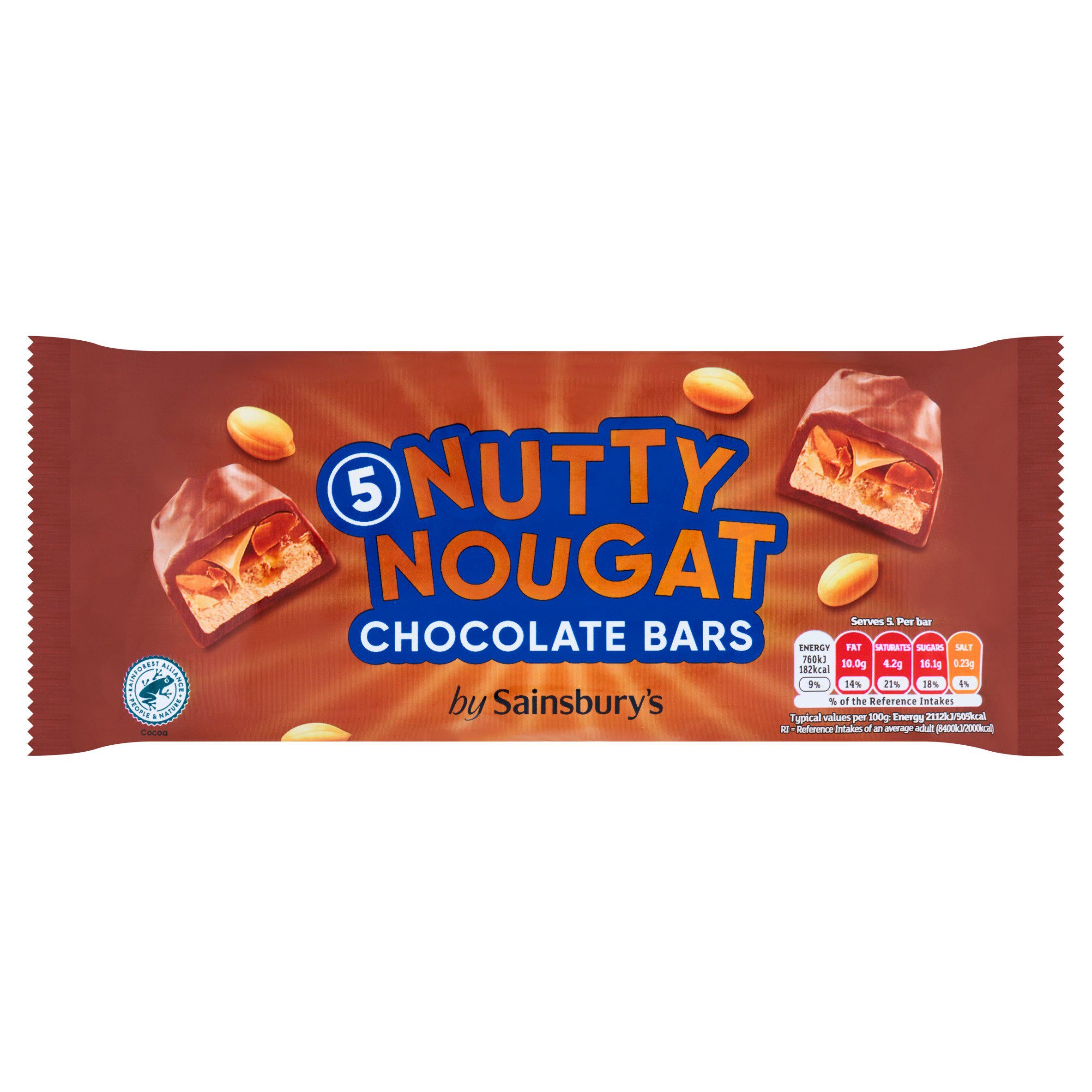 Sainsbury's Nutty Nougat Chocolate Bars 5x36g - British product