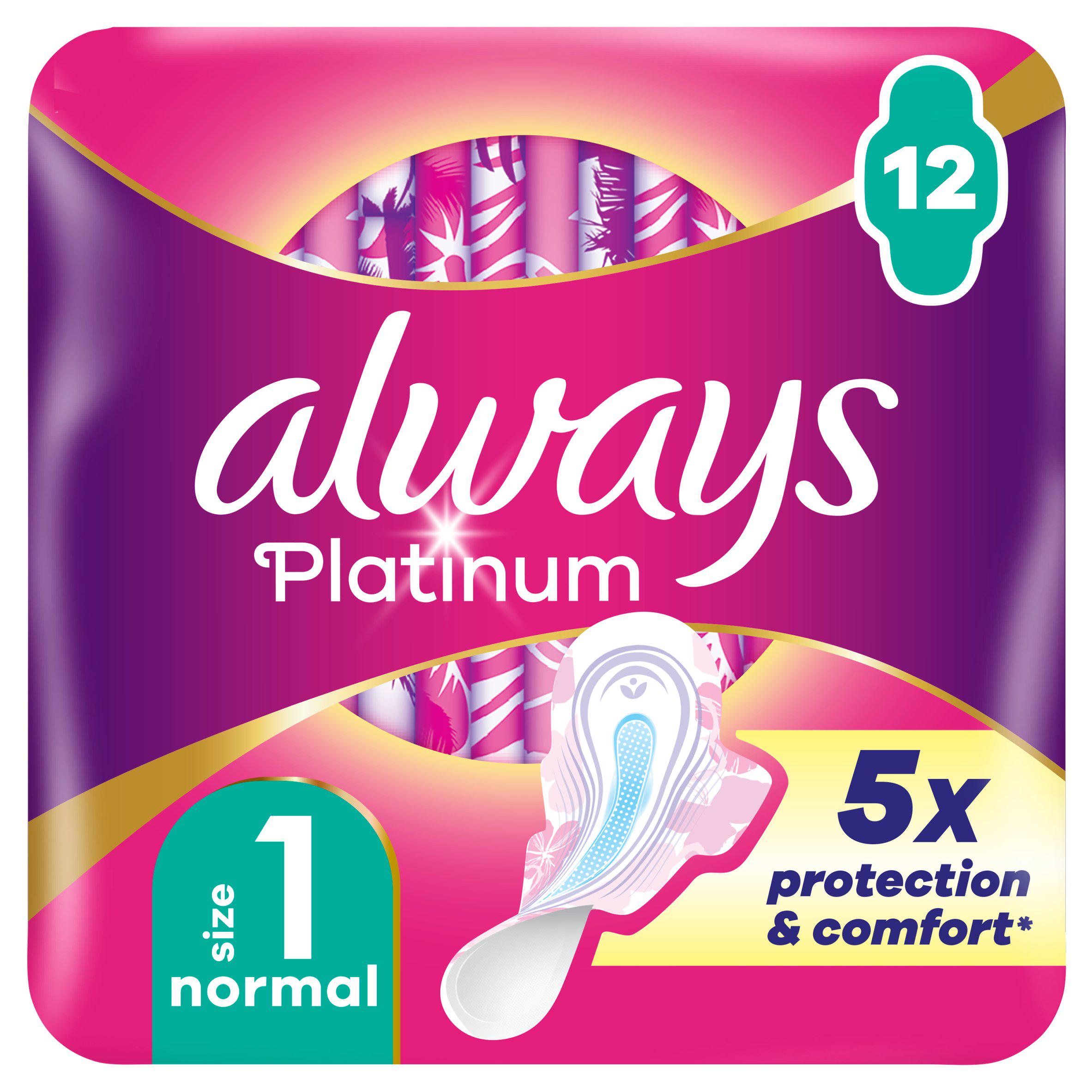 Always Platinum sanitary towels Normal wings x12, UK version