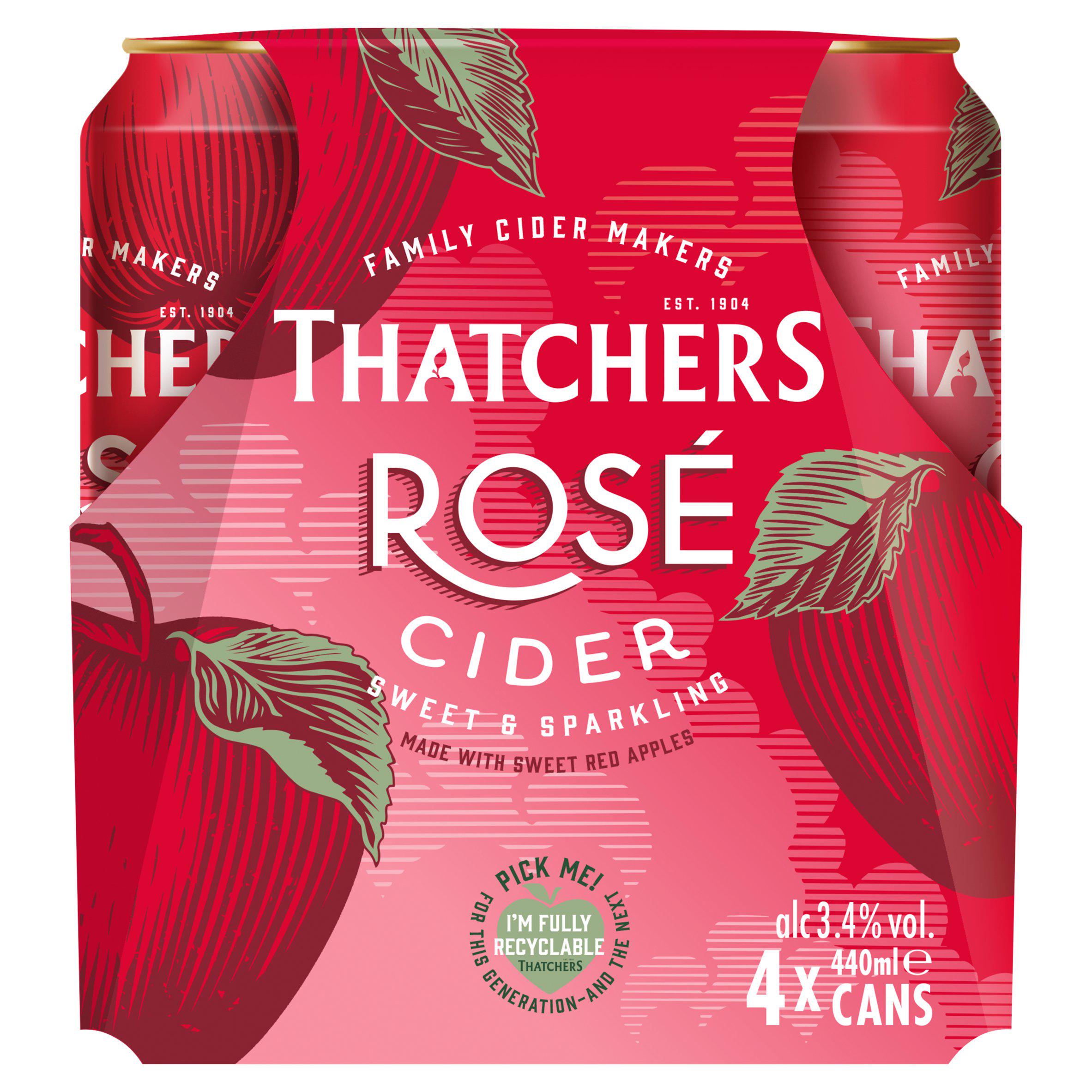 Thatchers Rosé sweet sparkling cider 4x440ml, UK version