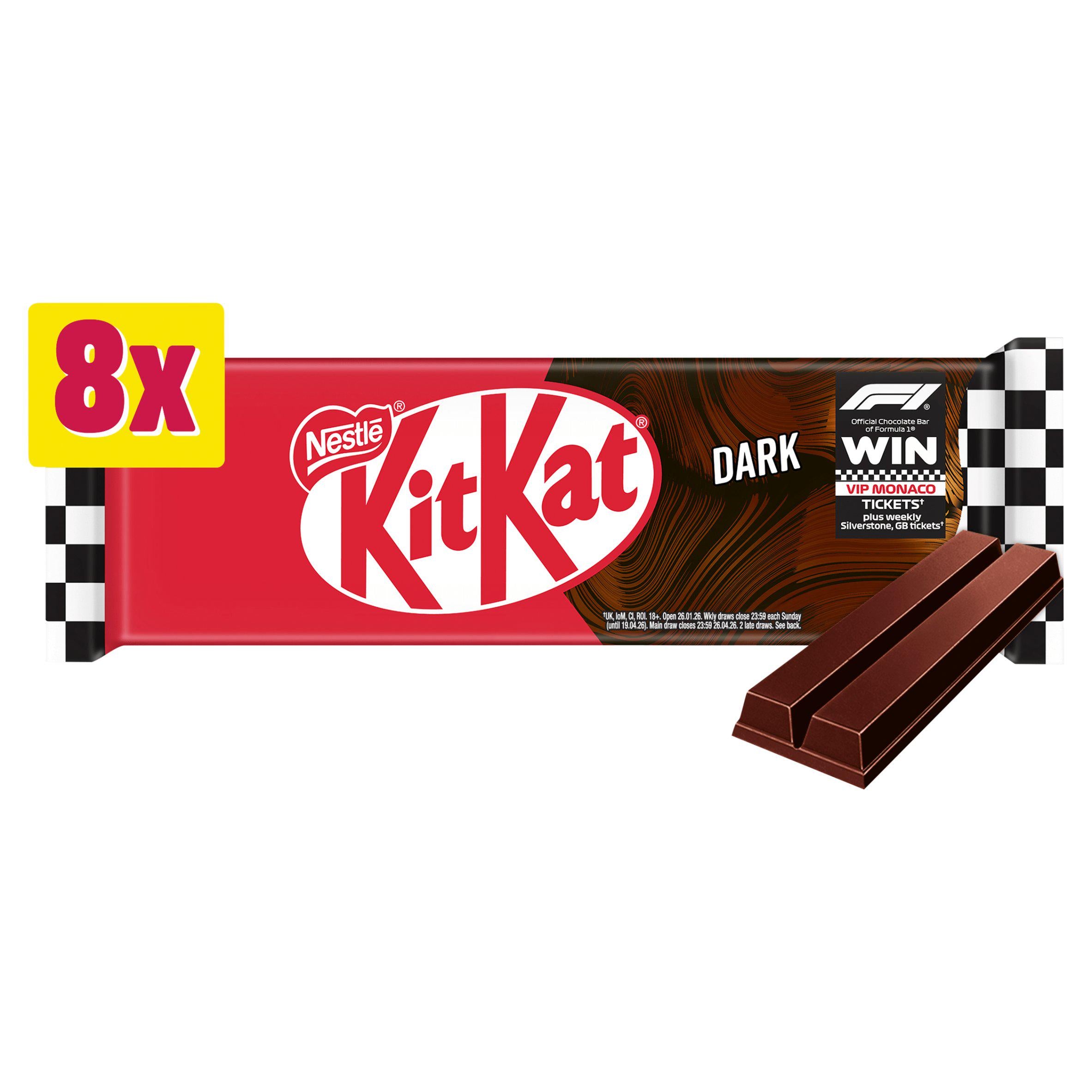 KitKat dark chocolate 2 finger multipack 8 x 20.7g, imported from the UK