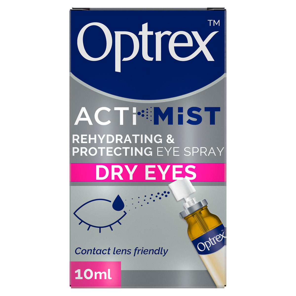 Optrex Actimist Double Action Eye Spray 10ml, imported from the UK
