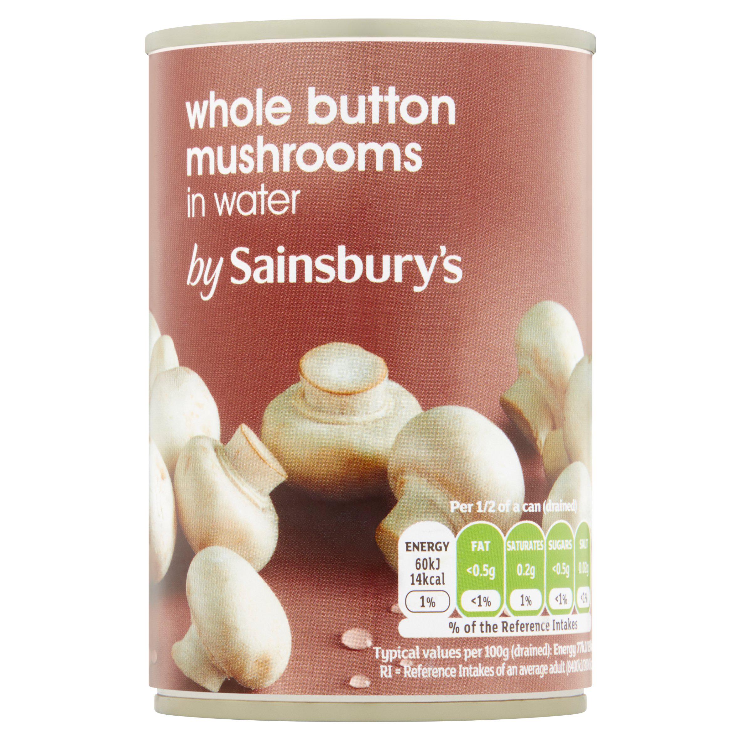 Sainsbury's whole button mushrooms in water 290g - British product