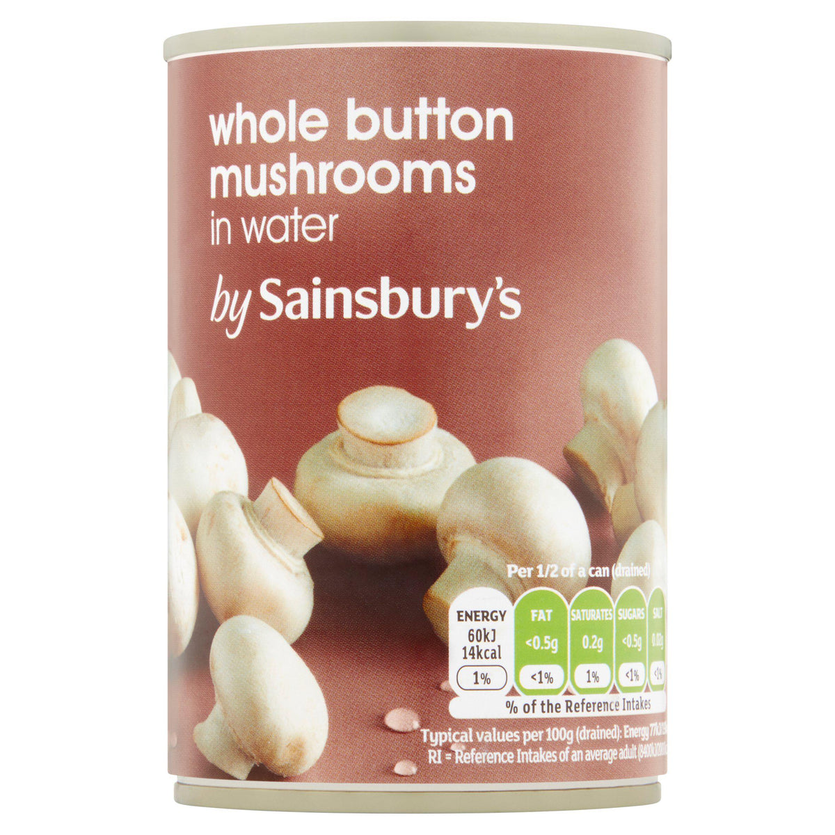 Sainsbury's whole button mushrooms in water 290g - British product