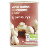 Sainsbury's whole button mushrooms in water 290g - British product