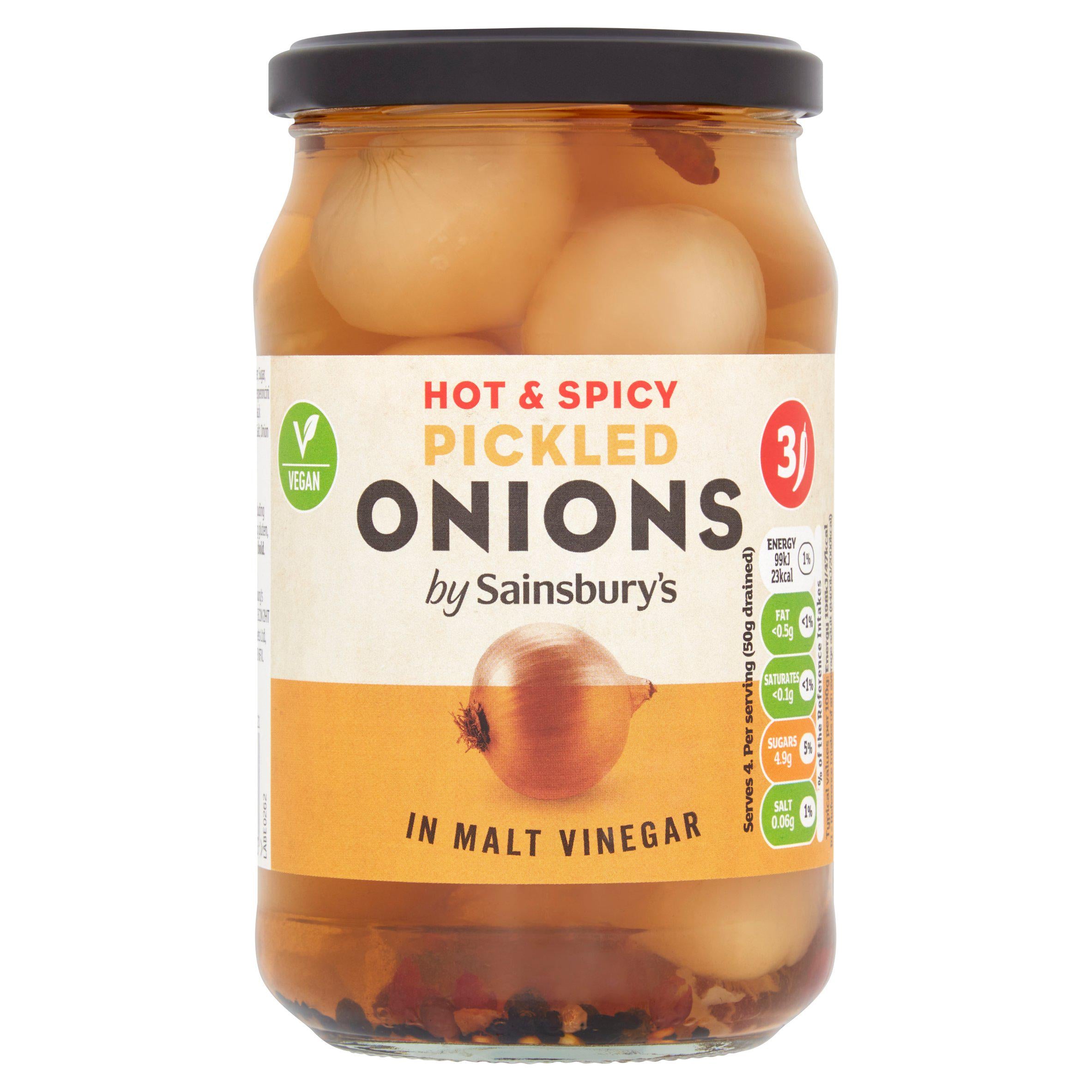 Sainsbury's hot and spicy pickled onions 440g - British product