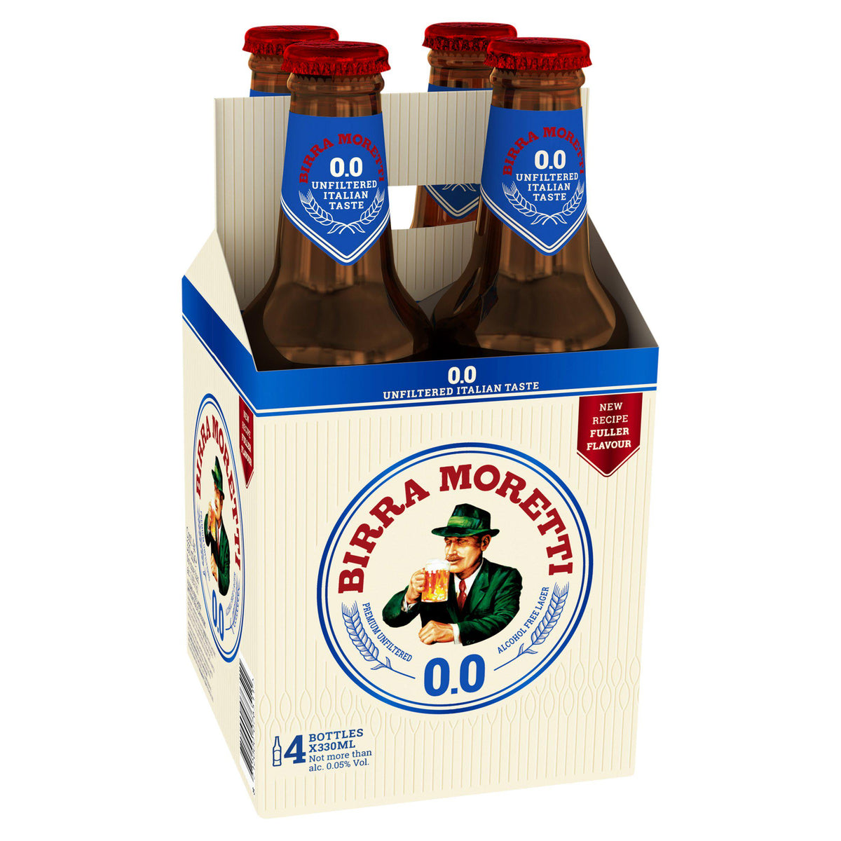 Birra Moretti Zero alcohol free beer 4x330ml - British product