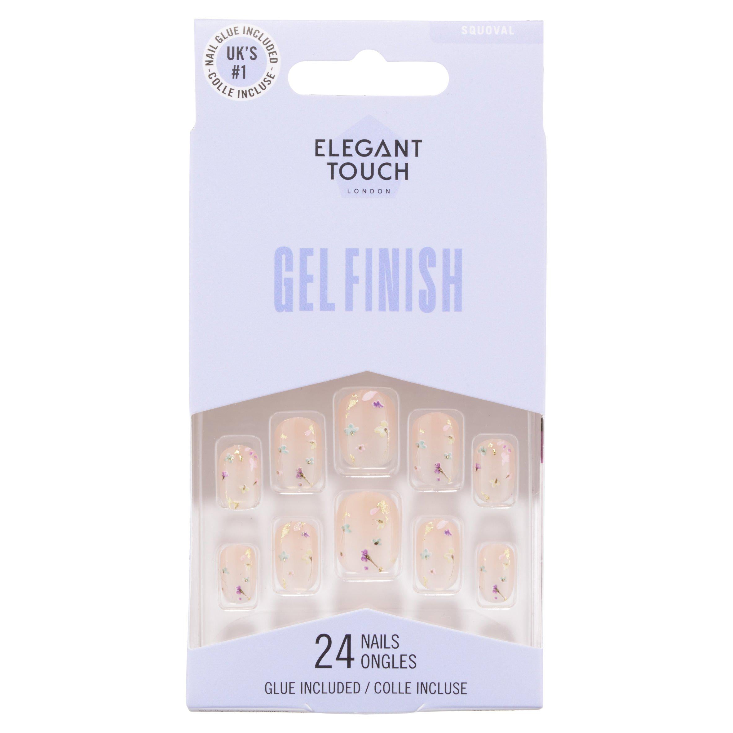 Elegant Touch Squoval Encased Gel Finish Nails - British product
