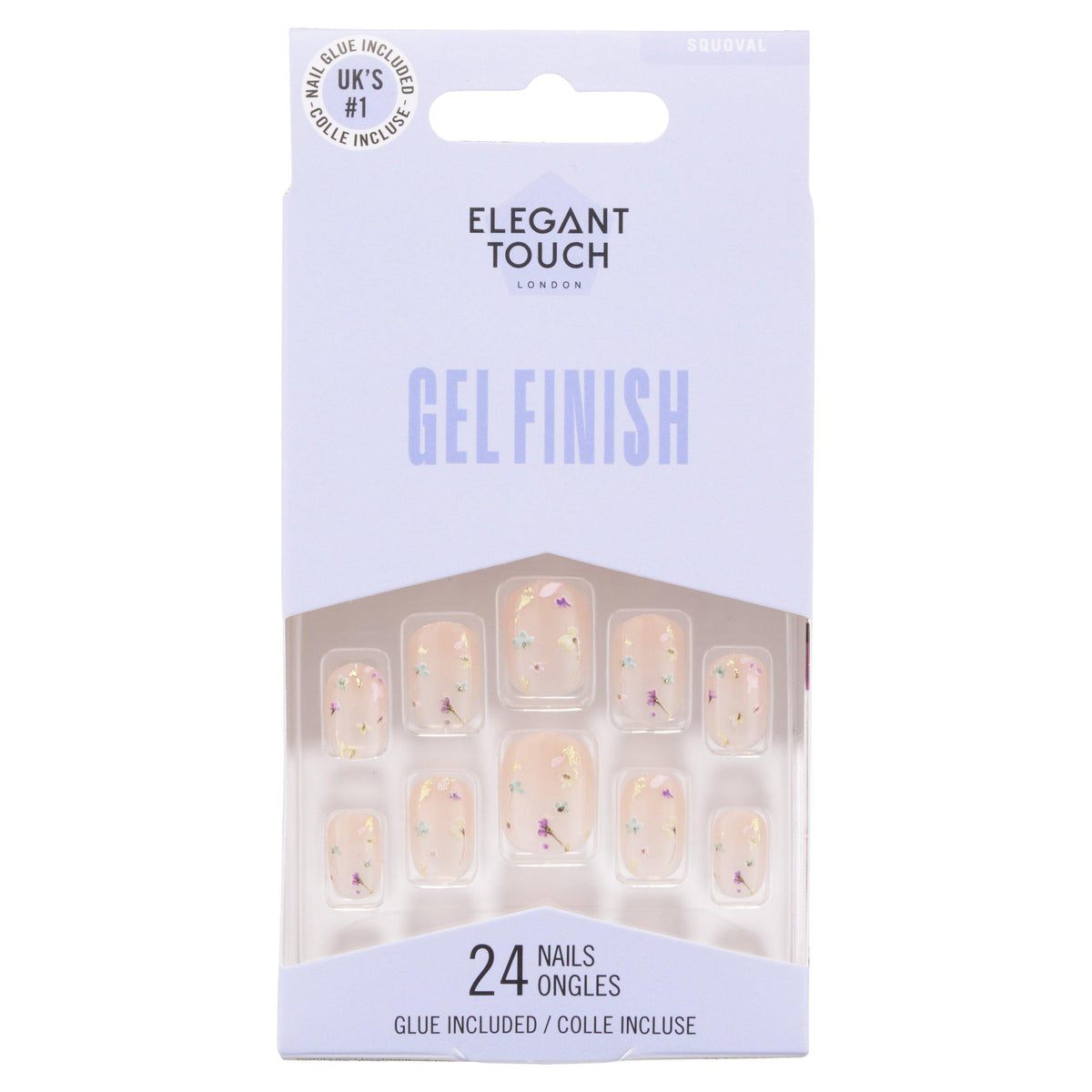 Elegant Touch Squoval Encased Gel Finish Nails - British product